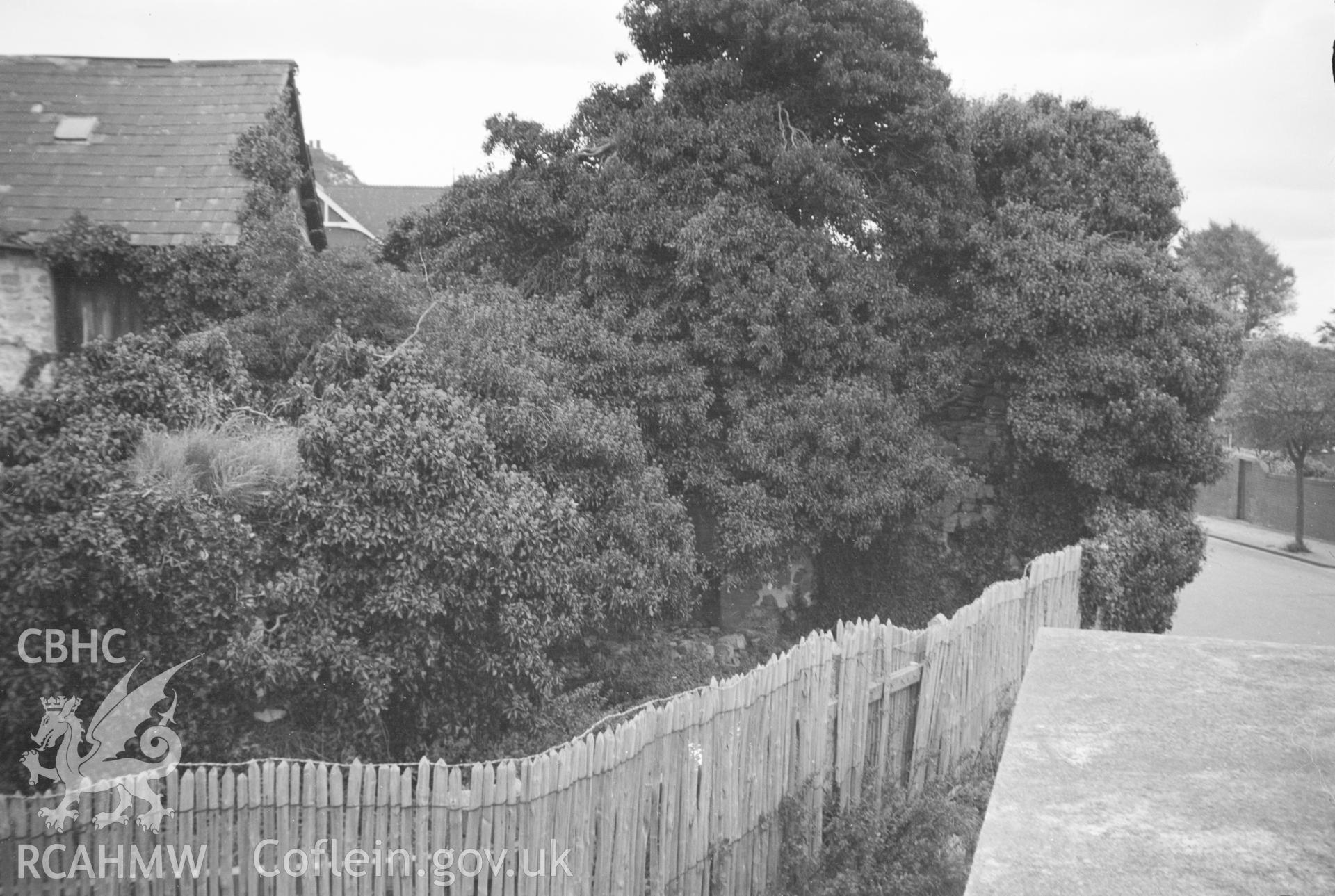 Digital copy of a nitrate negative showing Barry Castle. Transcript of handwriting on reverse of black and white photograph: 'Barry Castle / 27 Sep 50.' From the Cadw Monuments in Care Collection.