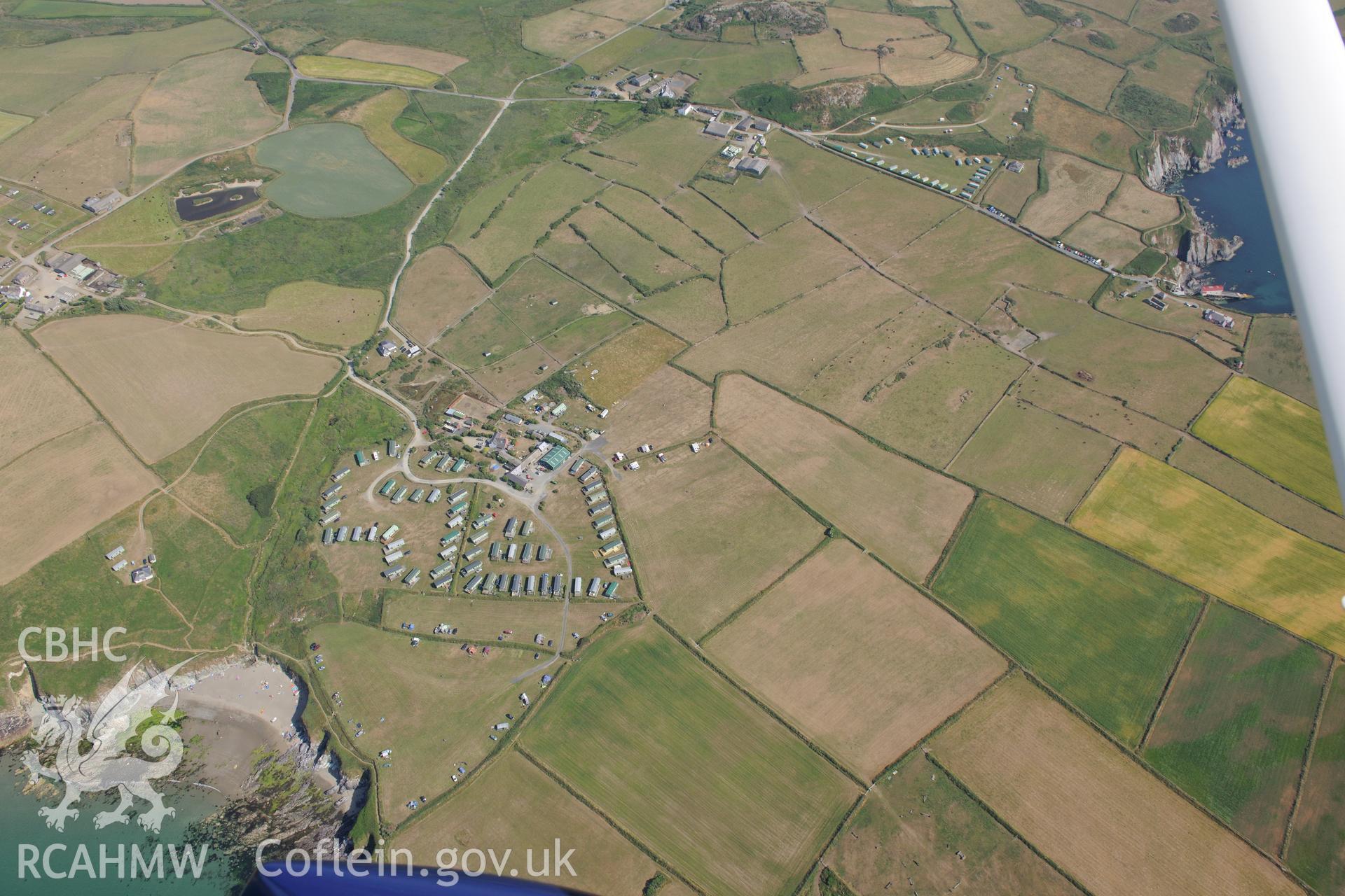 Porth Sele landing point, north west of St Davids. Oblique aerial photograph taken during the Royal Commission?s programme of archaeological aerial reconnaissance by Toby Driver on 16th July 2013.