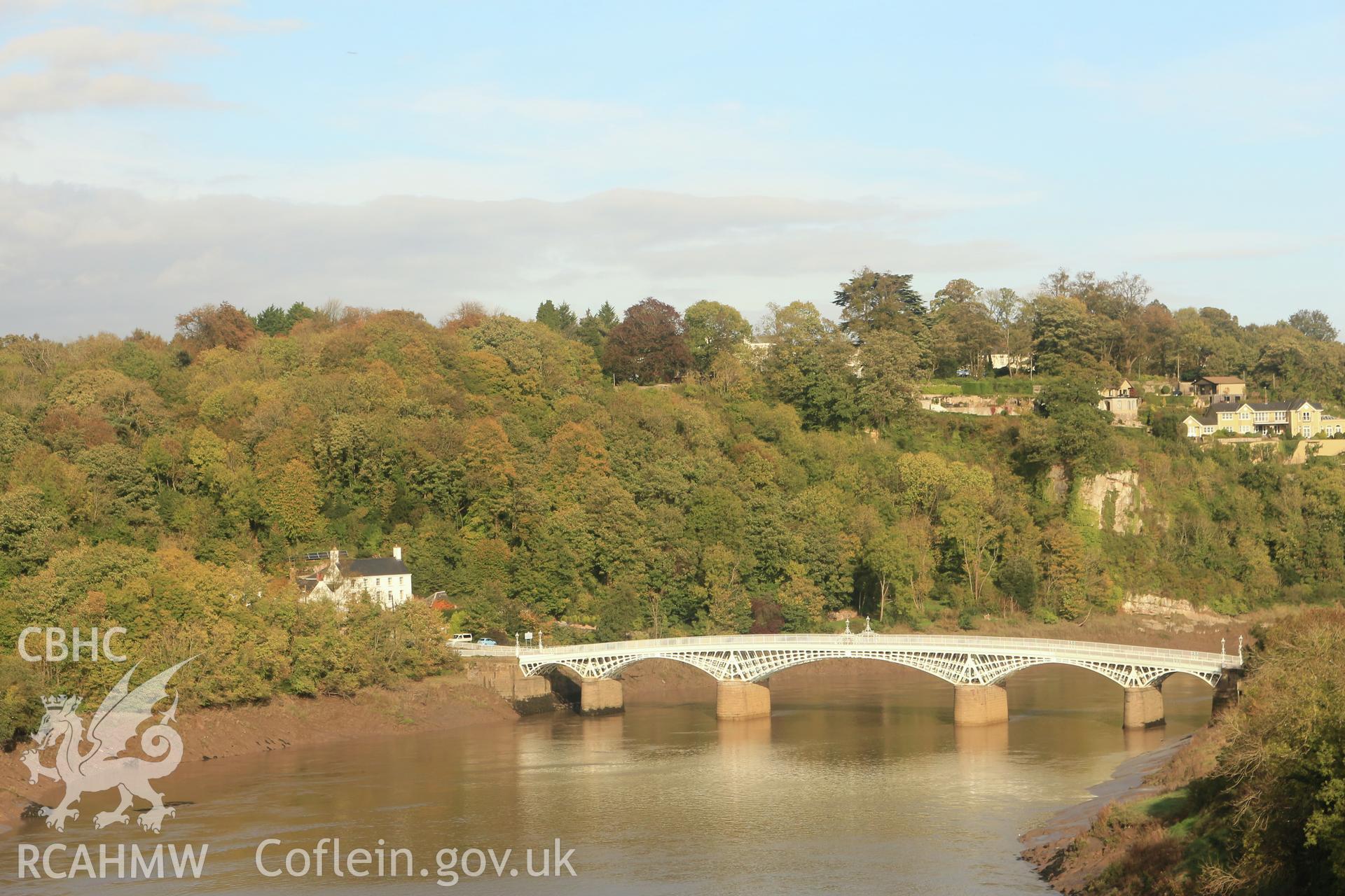 Investigator photographs of Chepstow road bridge. View from the upper barbican of Chepstow Castle.