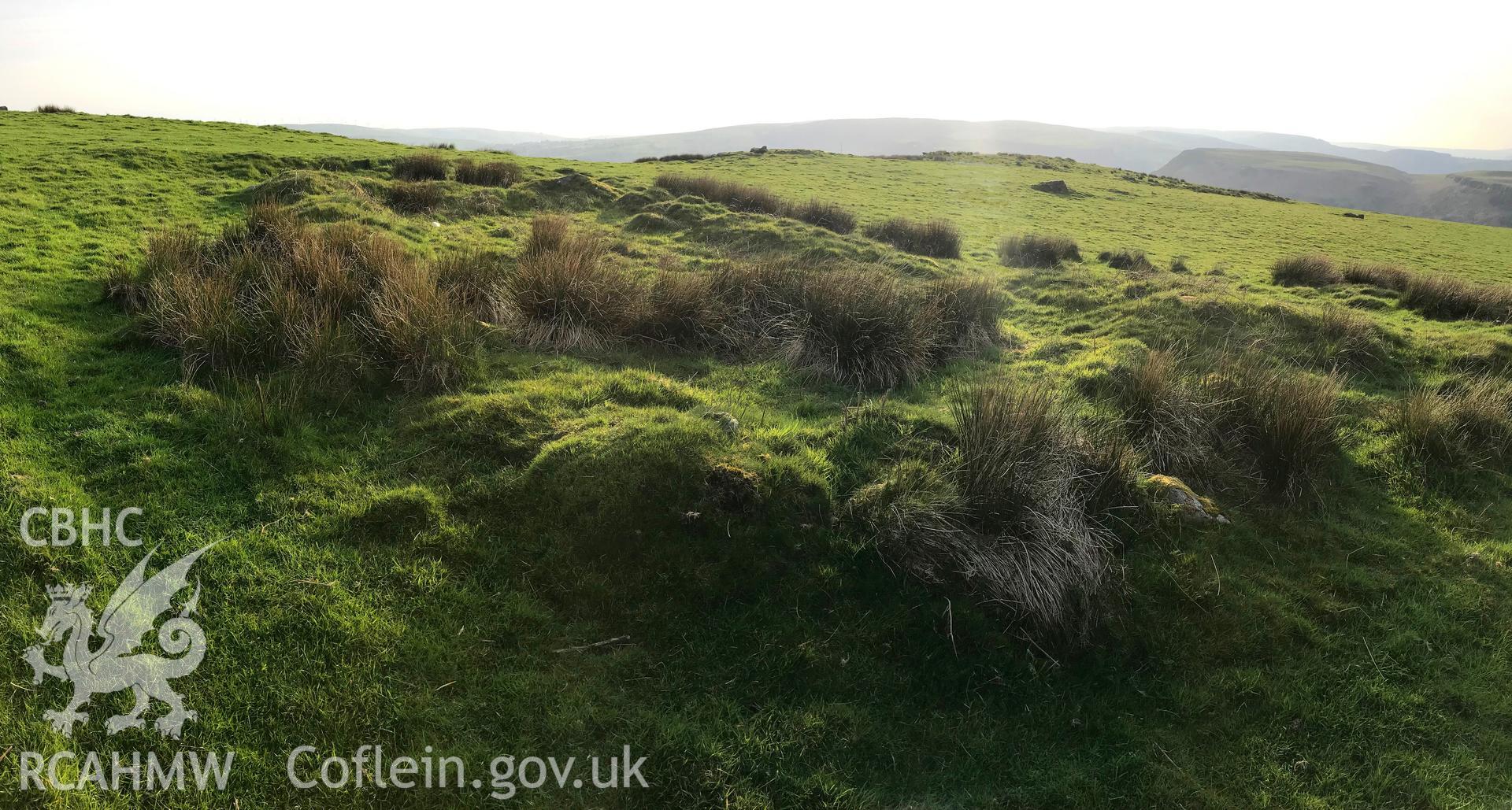 Digital colour photograph showing site of Rhiwgarn long hut, Cymmer, taken by Paul R. Davis on 29th April 2019.