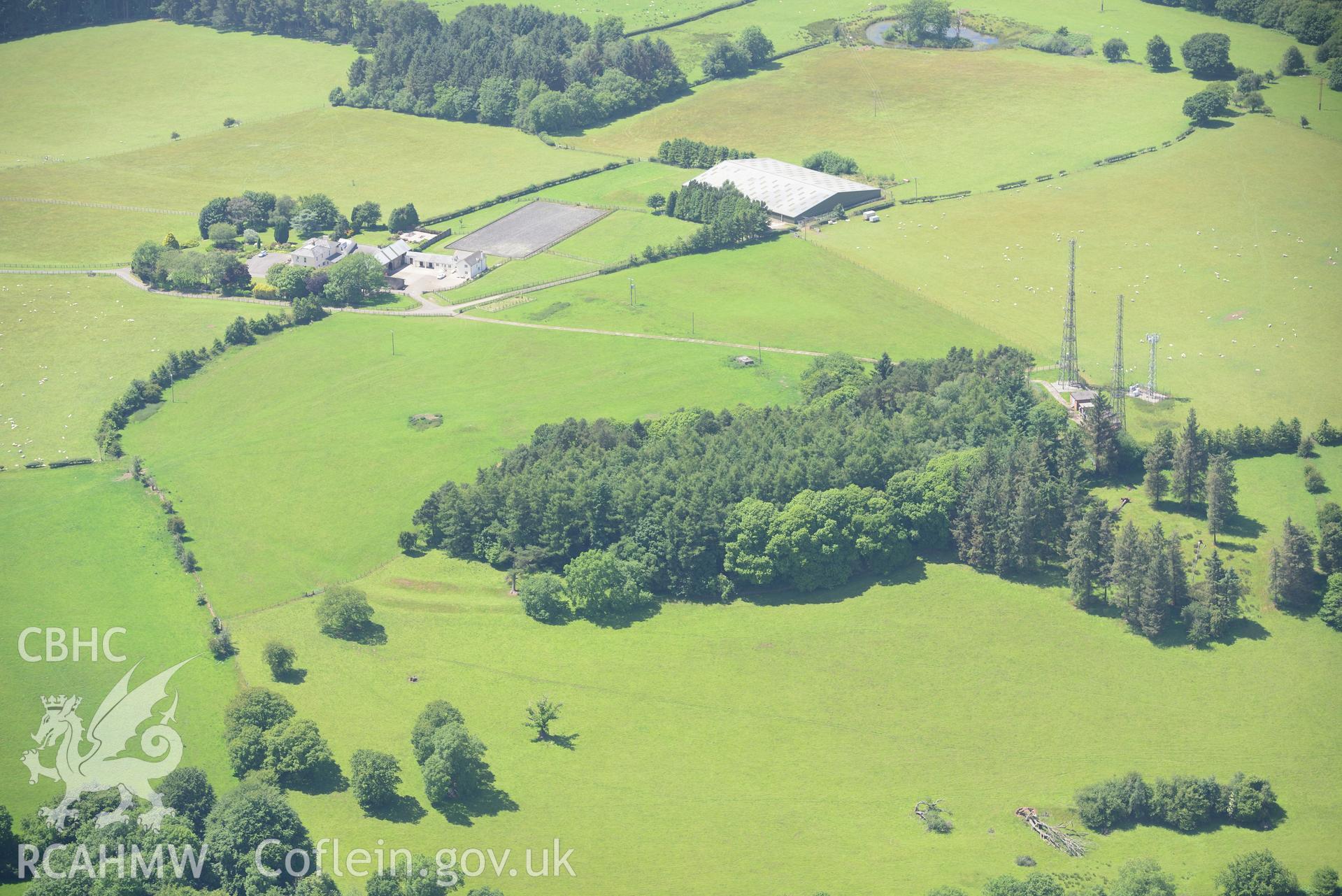 Gaer Hill Camp, Penterry, near Chepstow. Oblique aerial photograph taken during the Royal Commission's programme of archaeological aerial reconnaissance by Toby Driver on 29th June 2015.