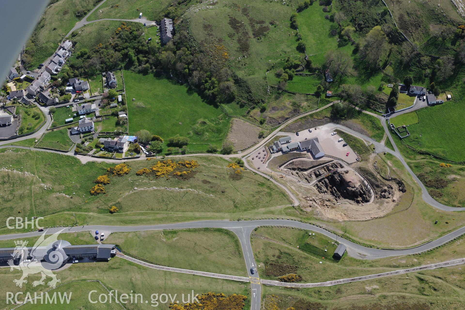 Great Orme copper mine, Llandudno. Oblique aerial photograph taken during the Royal Commission?s programme of archaeological aerial reconnaissance by Toby Driver on 22nd May 2013.