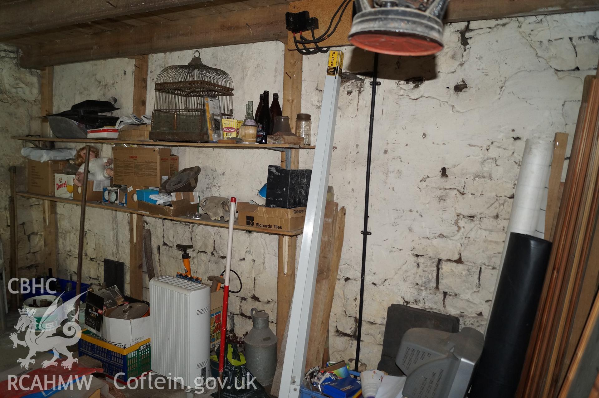 'Internal view looking northeast at the eastern wall of barn' at Rowley Court, Llantwit Major. Photograph & description by Jenny Hall & Paul Sambrook of Trysor, 25th May 2017.