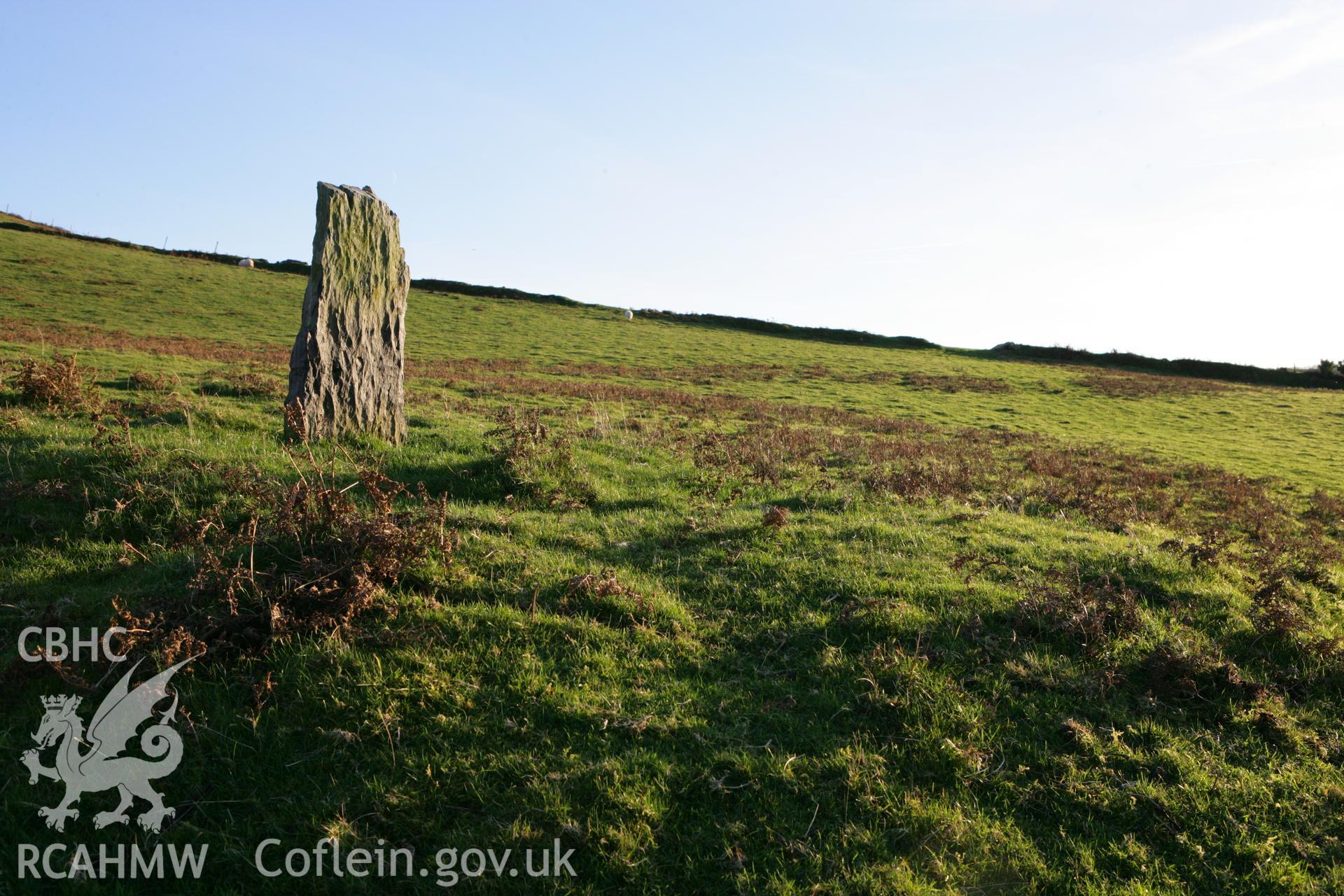 Photographic survey of standing stone pair in winter light, conducted on 15th November 2007.