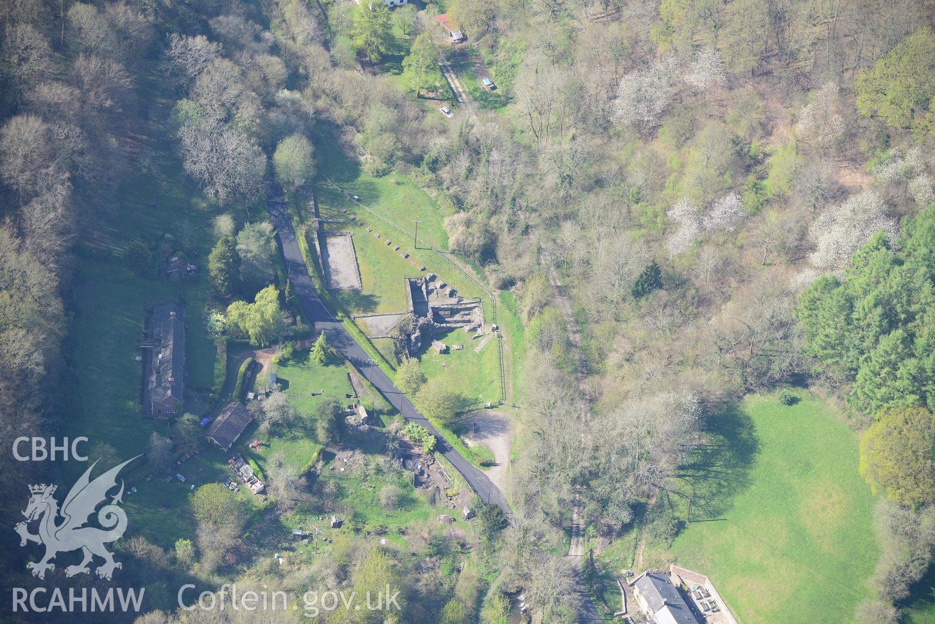 Abbey Tintern Furnace. Oblique aerial photograph taken during the Royal Commission's programme of archaeological aerial reconnaissance by Toby Driver on 21st April 2015