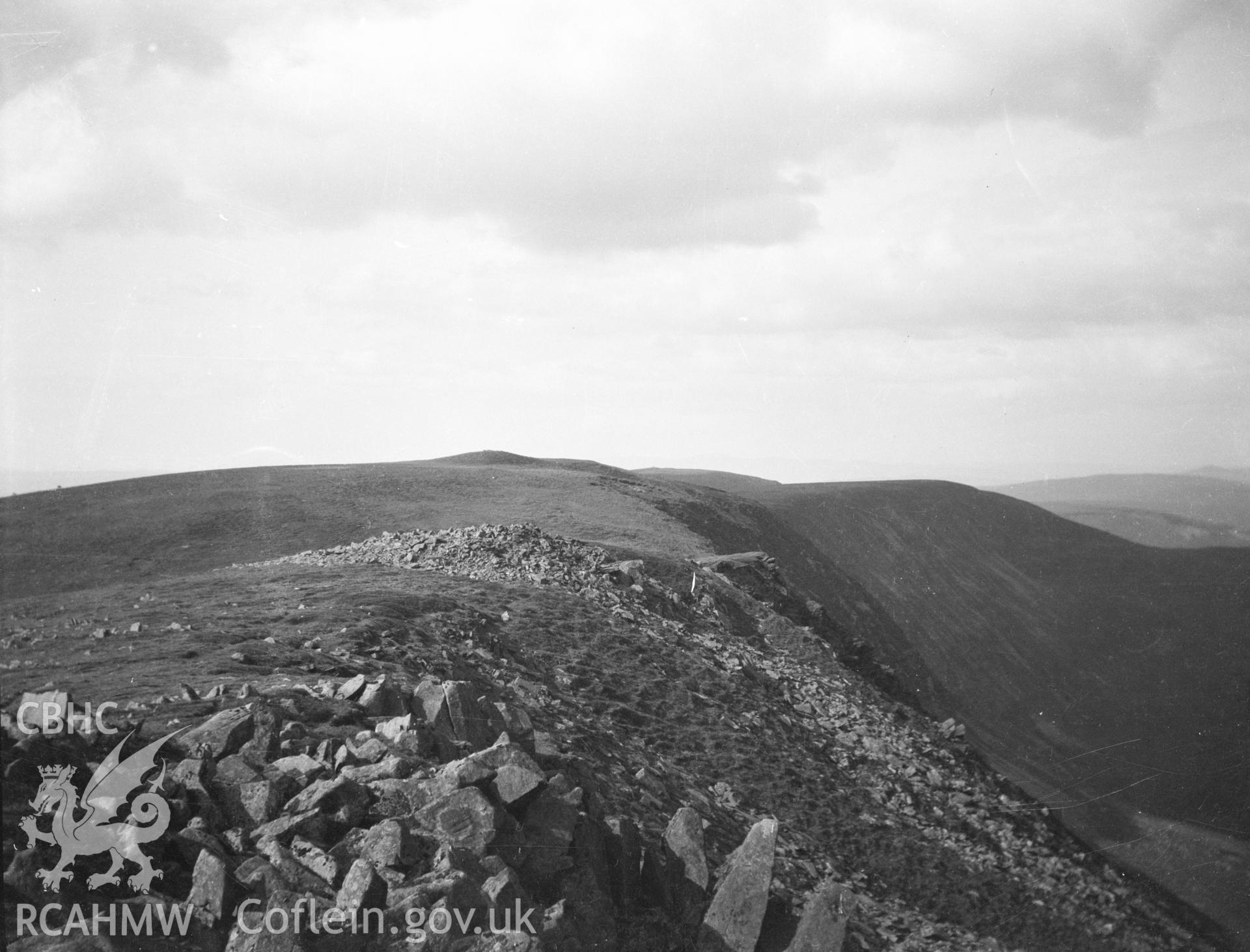 Digital copy of a nitrate negative showing Craig Berwen Tumulus.