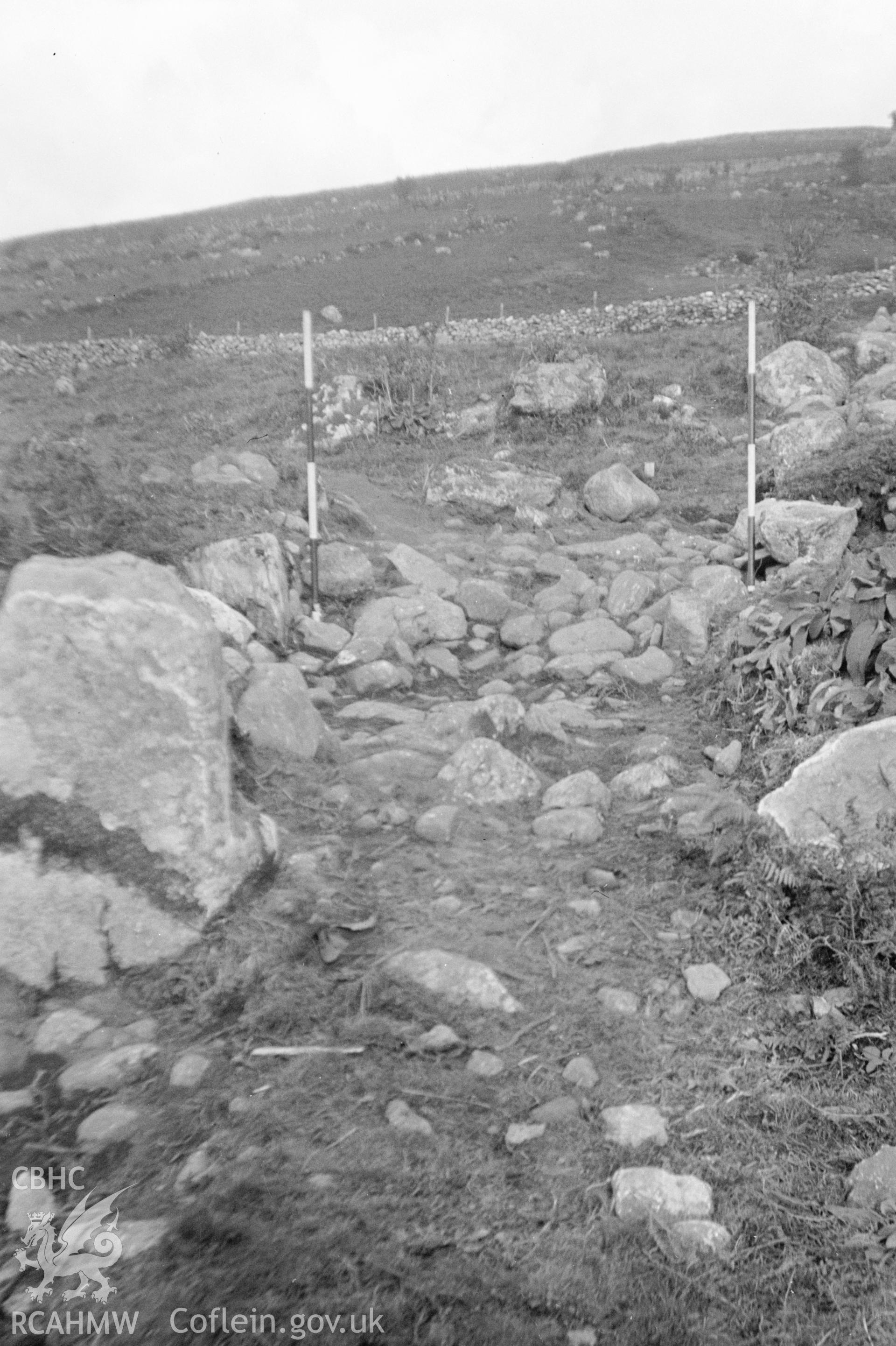 Digital copy of a nitrate negative showing Caerau ancient village. From the Cadw Monuments in Care Collection.