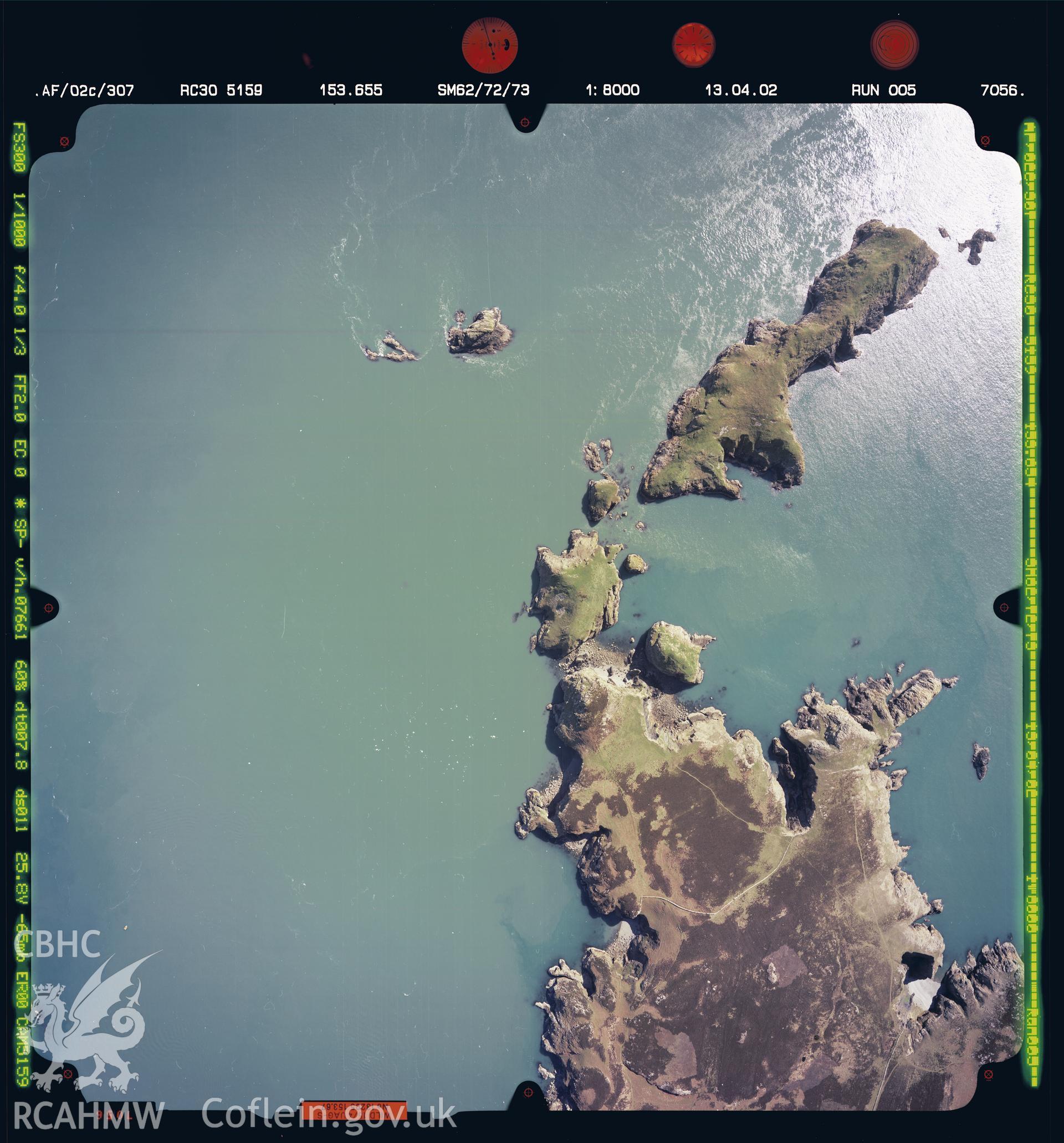 Digital copy of an aerial view of Ramsey Island taken by Ordnance Survey in 2002.