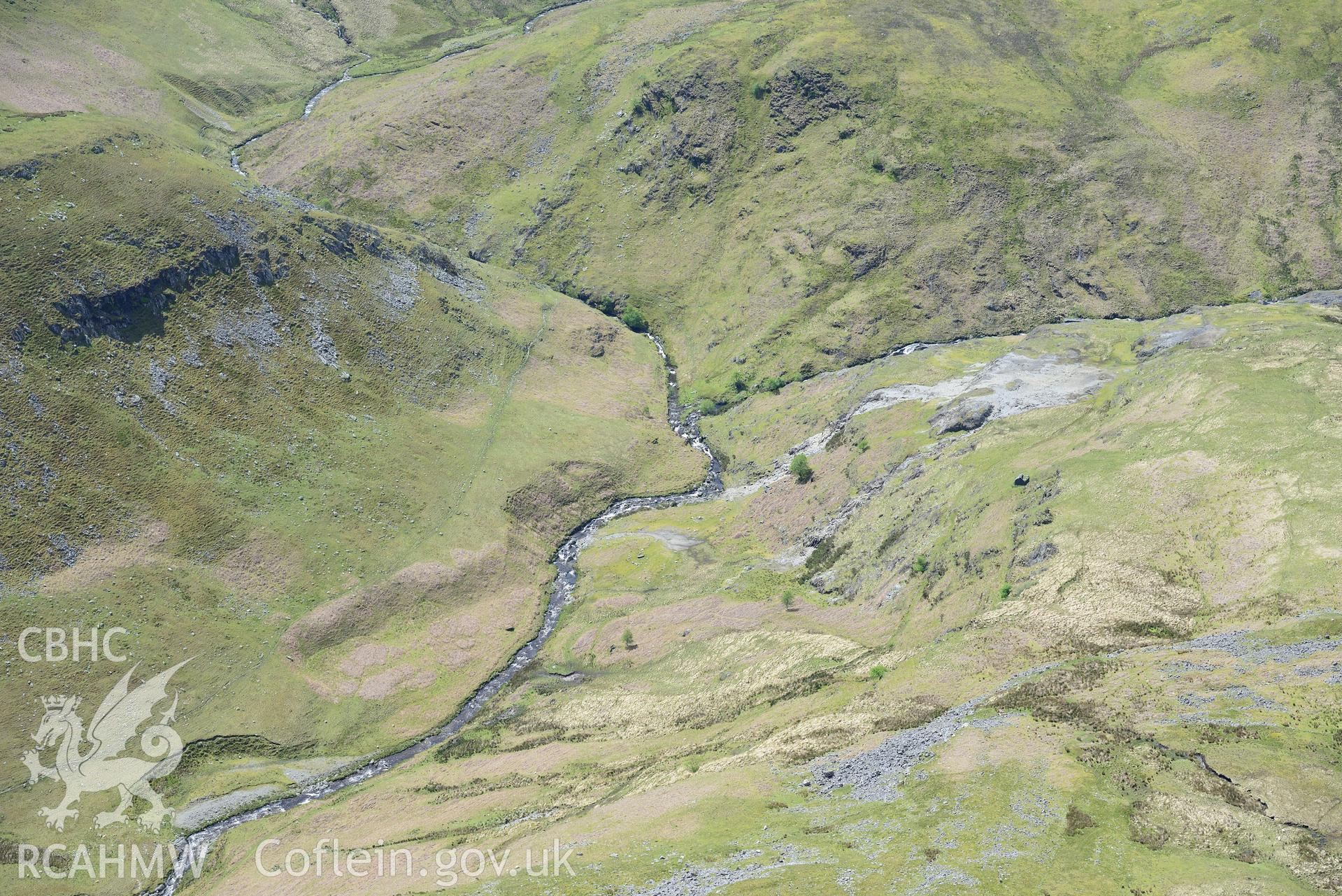 Nant-y-Garw lead mine. Oblique aerial photograph taken during the Royal Commission's programme of archaeological aerial reconnaissance by Toby Driver on 3rd June 2015.