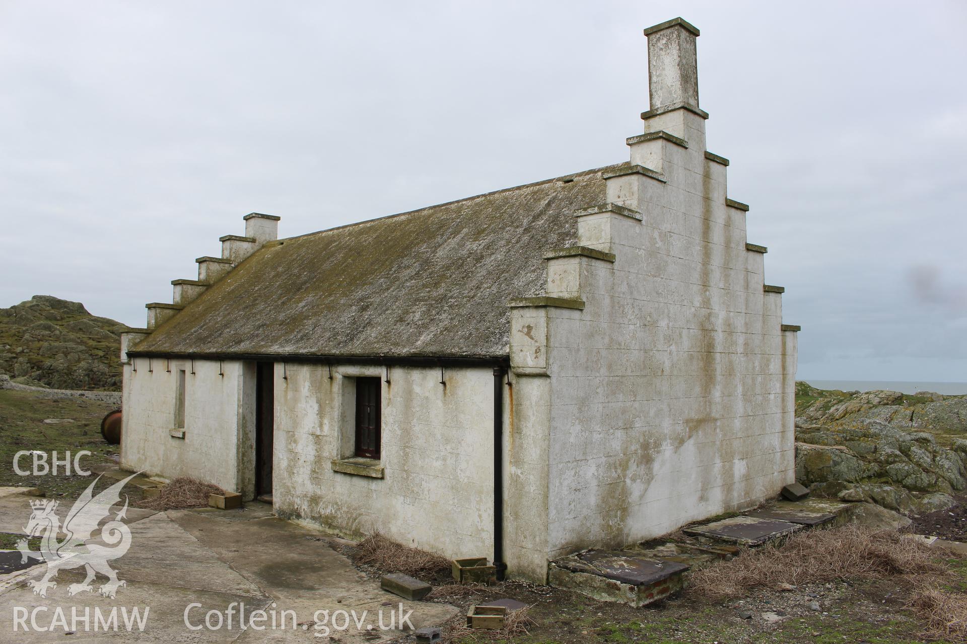 Skerries lighthouse keeper's cottage. Investigator's photographic survey for the CHERISH Project. ? Crown: CHERISH PROJECT 2018. Produced with EU funds through the Ireland Wales Co-operation Programme 2014-2020. All material made freely available through the Open Government Licence.