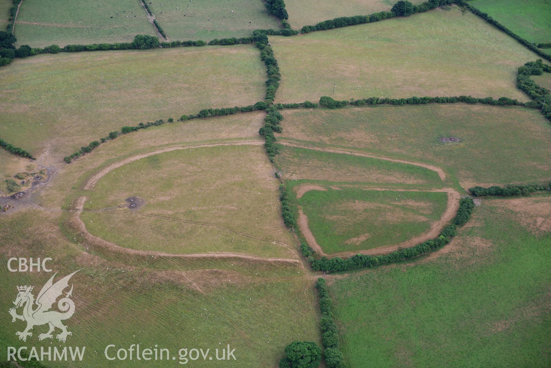 Royal Commission aerial photography of Castell y Gaer with parching, taken on 17th July 2018 during the 2018 drought.