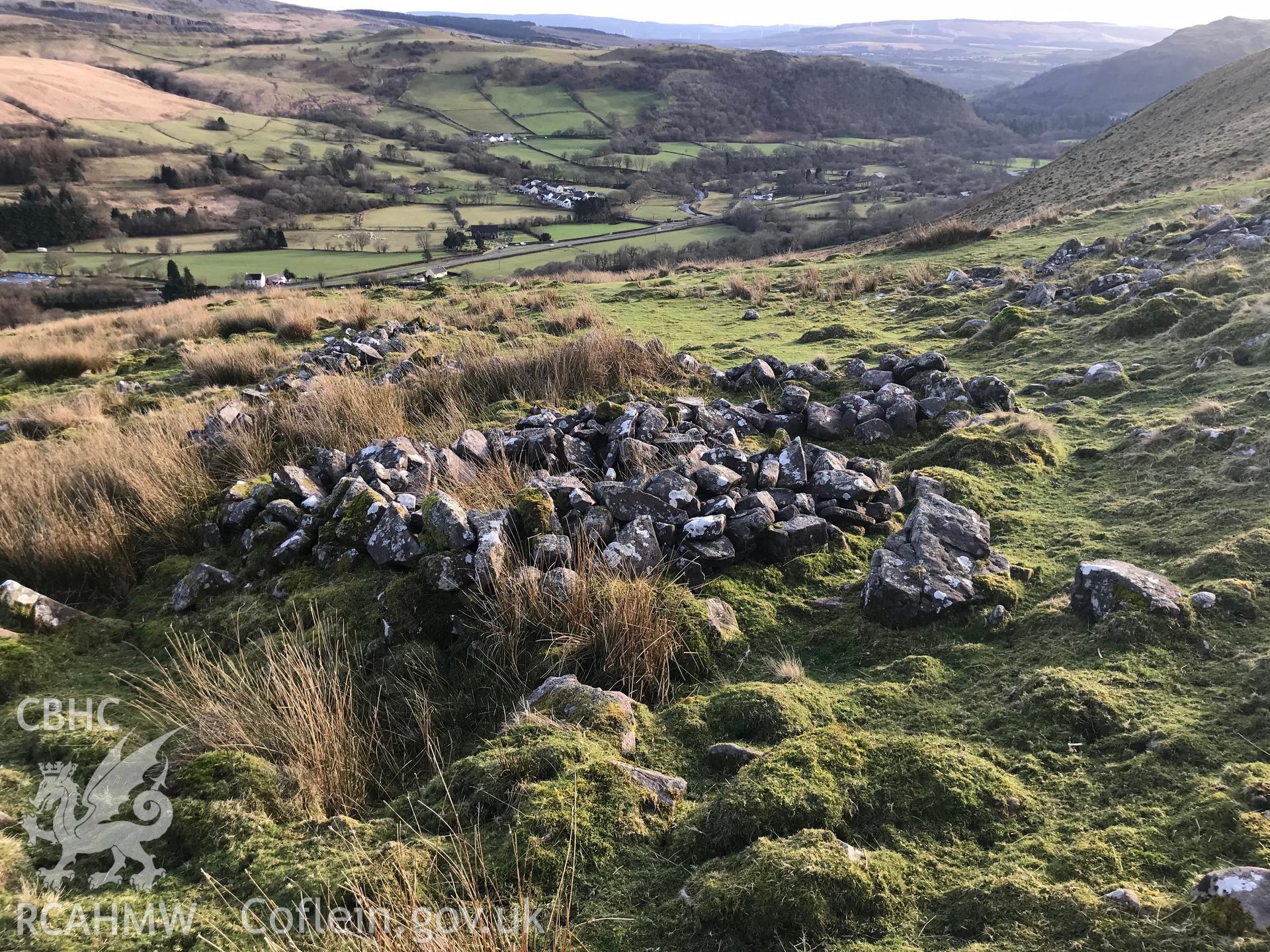 Colour photograph of Allt Fach deserted rural settlement, in the Brecon Beacons, taken by Paul R. Davis on 11th February 2019.