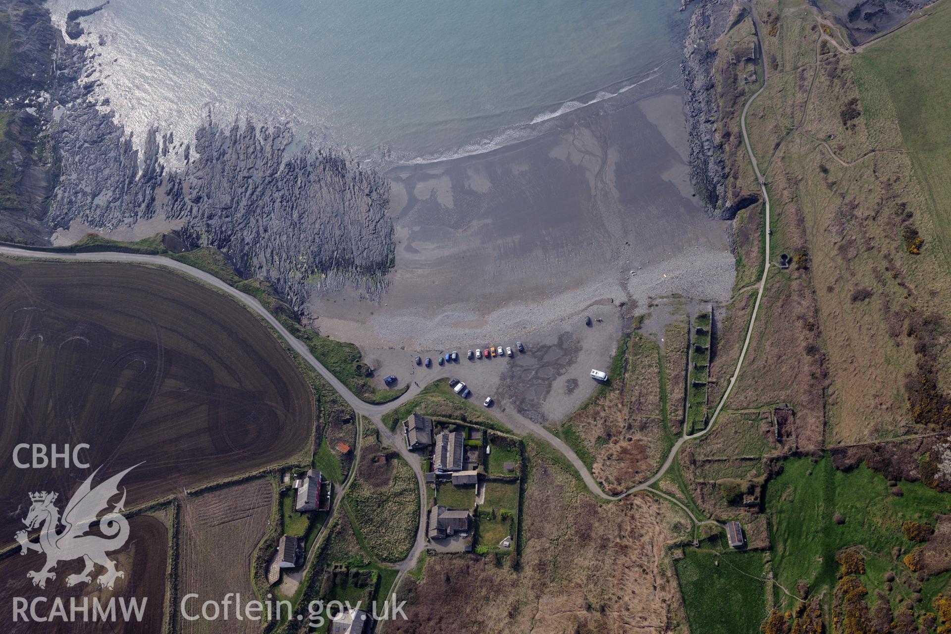 Royal Commission aerial photograph of Abereiddi/Abereiddy taken on 27th March 2017. Baseline aerial reconnaissance survey for the CHERISH Project. ? Crown: CHERISH PROJECT 2017. Produced with EU funds through the Ireland Wales Co-operation Programme 2014-2020. All material made freely available through the Open Government Licence.