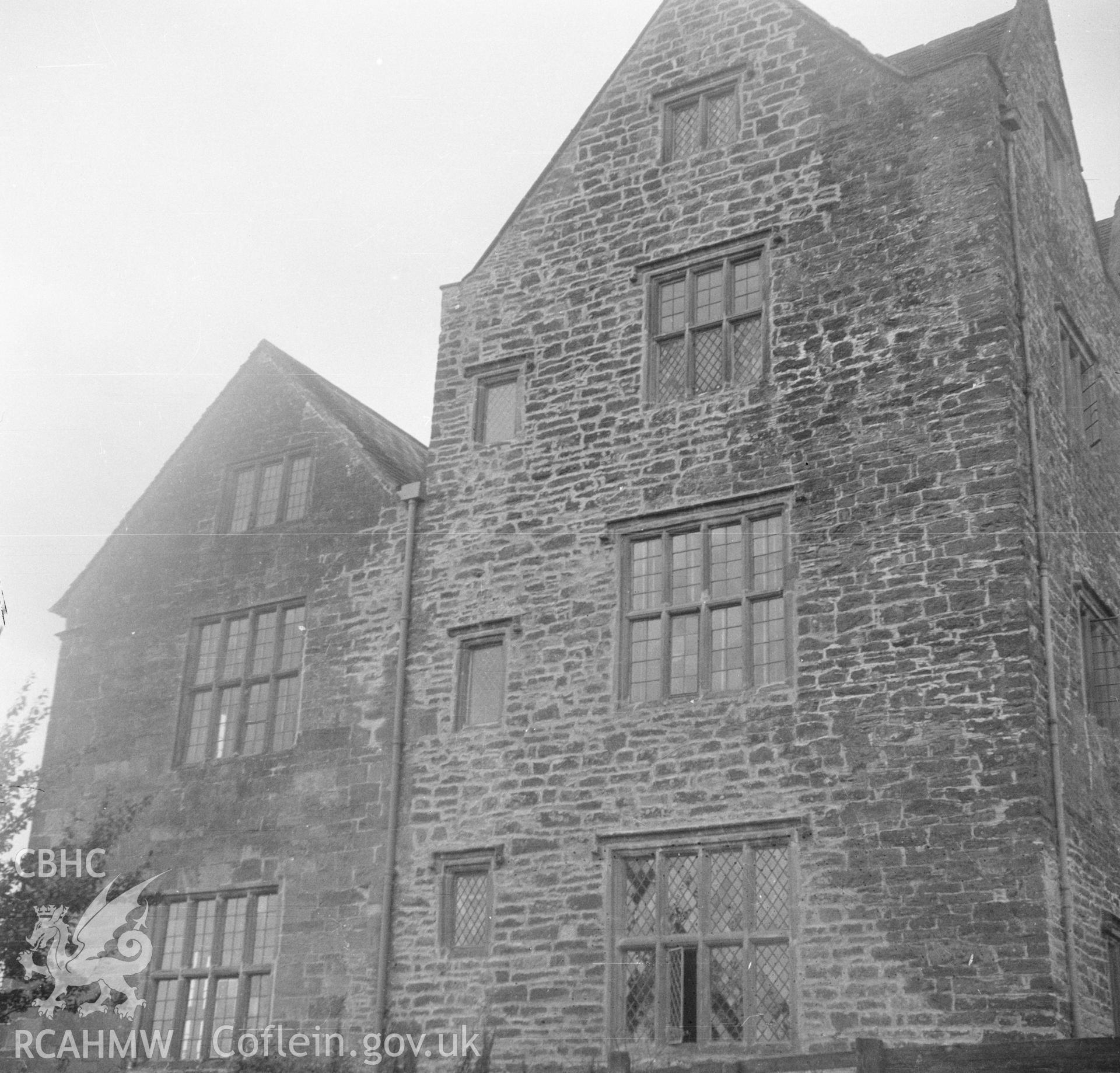 Digital copy of an undated nitrate negative showing front elevation of Treowen, Monmouthshire.