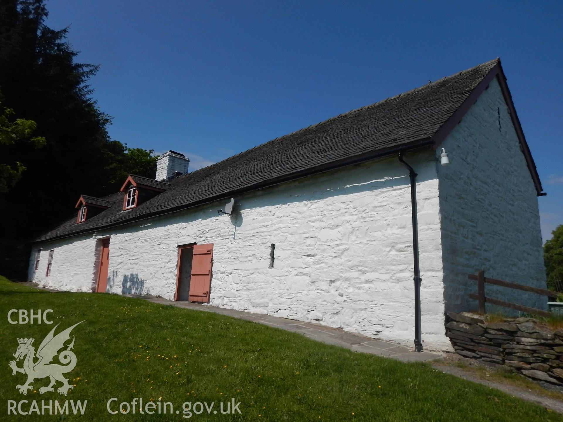 Llannerch-y-Cawr House, looking west. Photographed as part of Archaeological Desk Based Assessment of Afon Claerwen, Elan Valley, Rhayader, Powys. Assessment conducted by Archaeology Wales in 2018. Report no. 1681. Project no. 2573.