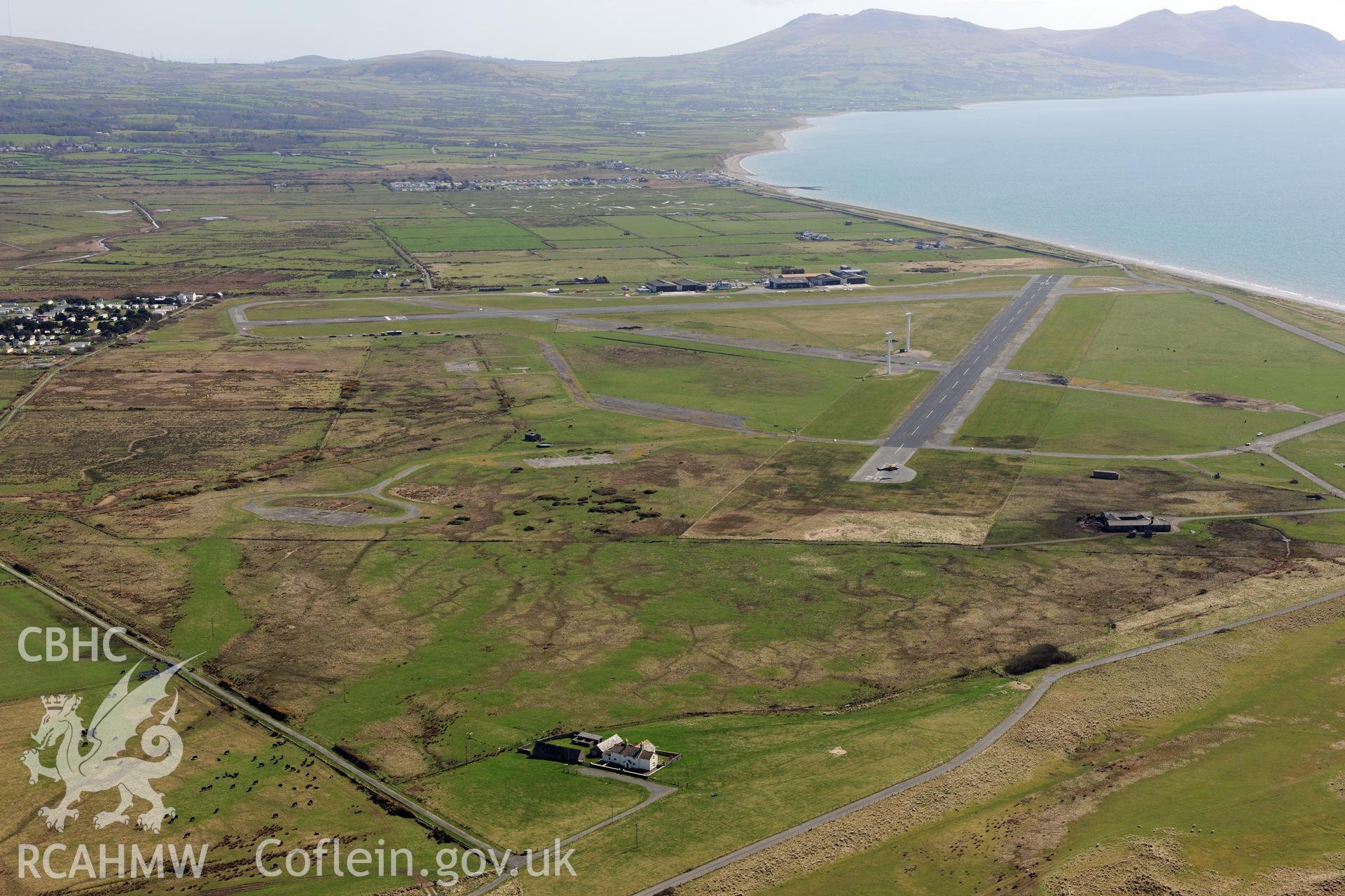 Caernarfon airfield. Oblique aerial photograph taken during the Royal Commission?s programme of archaeological aerial reconnaissance by Toby Driver on 1st May 2013.