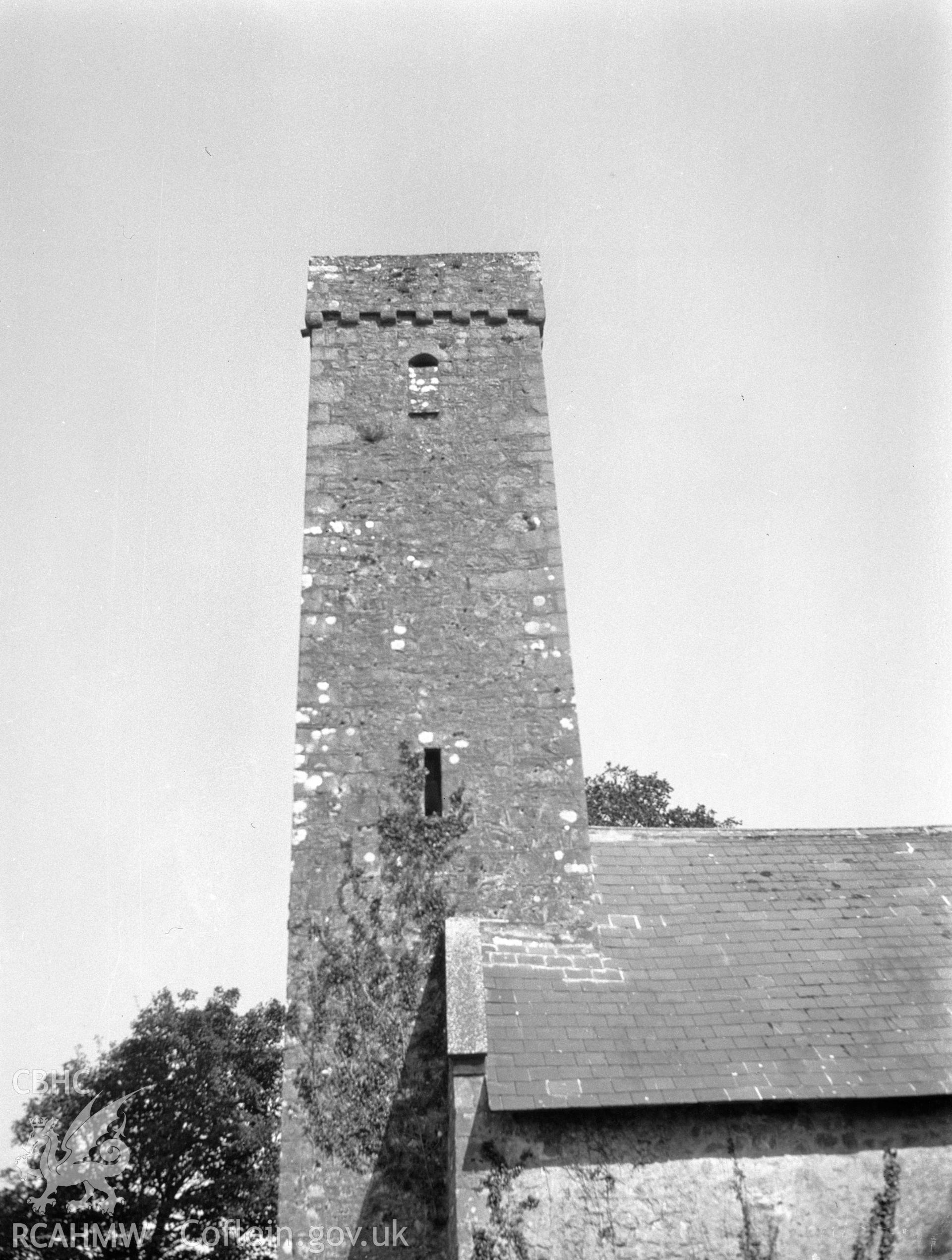 Digital copy of a nitrate negative showing exterior view of Hodgeston Church, Lamphey, taken circa 1935. From the National Building Record Postcard Collection.