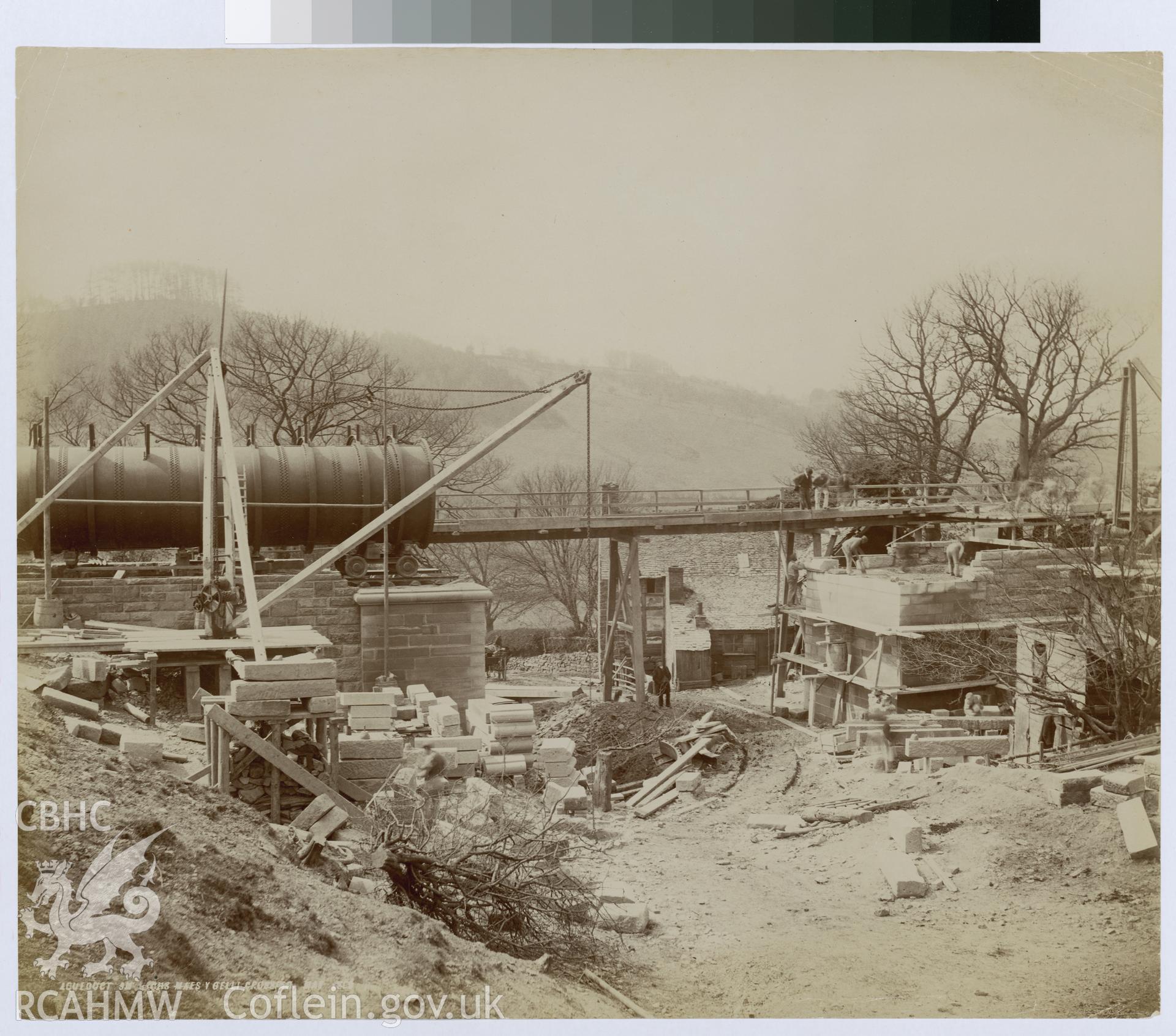 Digital copy of an albumen print from Edward Hubbard Collection showing aqueduct at Maes y Gelli Crossing.