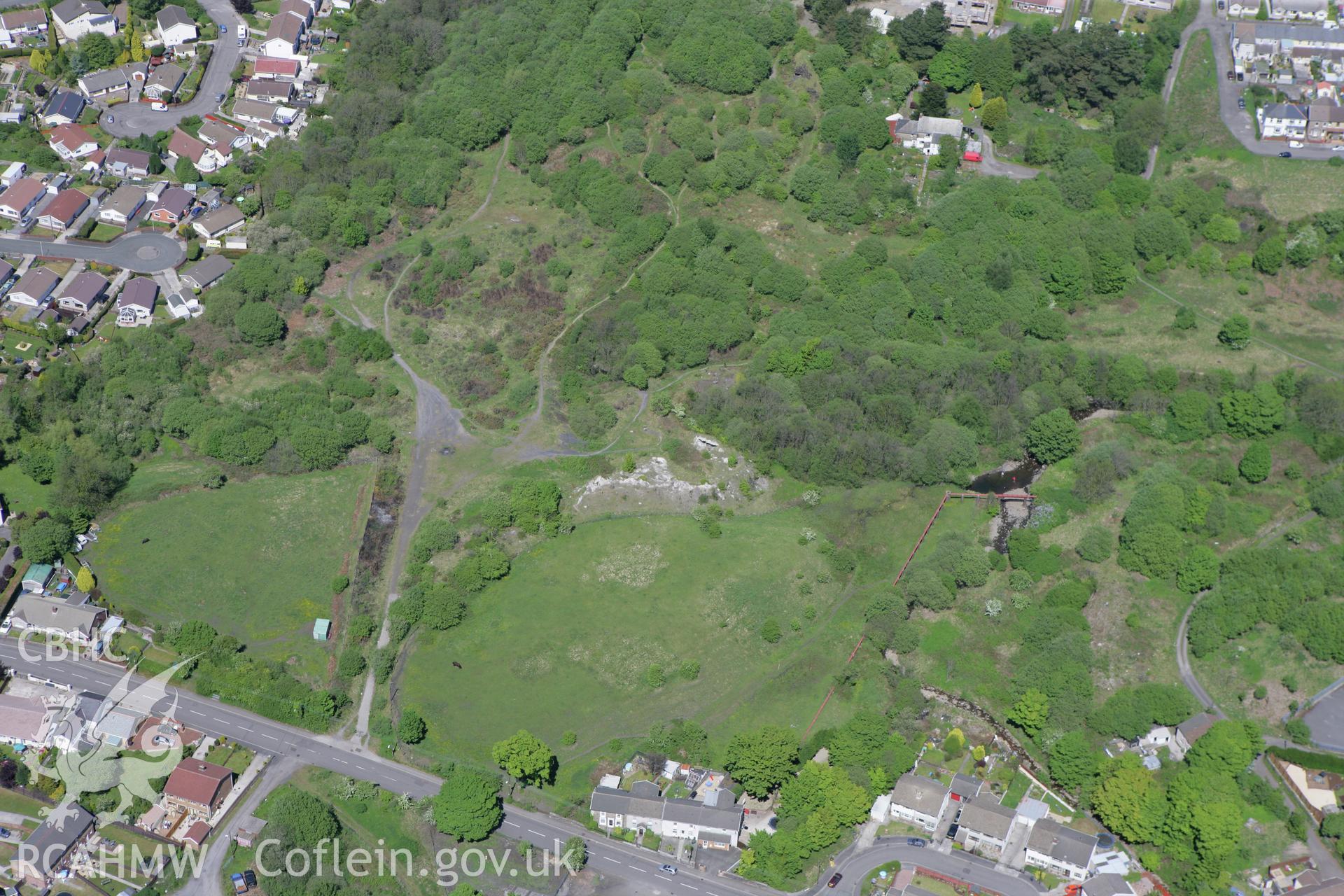 RCAHMW colour oblique photograph of Hirwaun Ironworks, Hirwaun. Taken by Toby Driver on 24/05/2010.