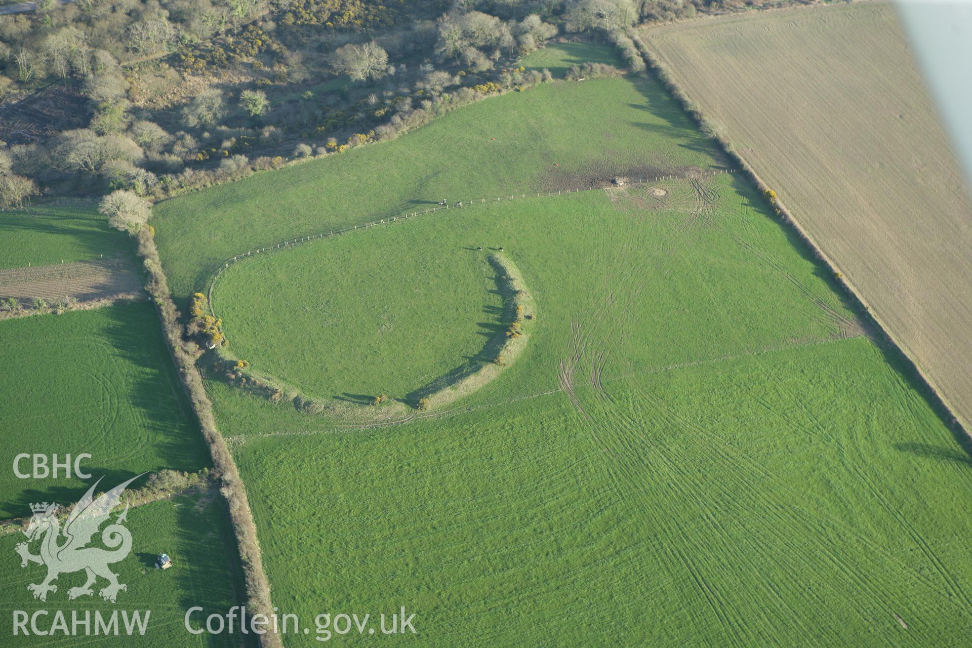 RCAHMW colour oblique aerial photograph of Caer Penpicas. Taken on 13 April 2010 by Toby Driver