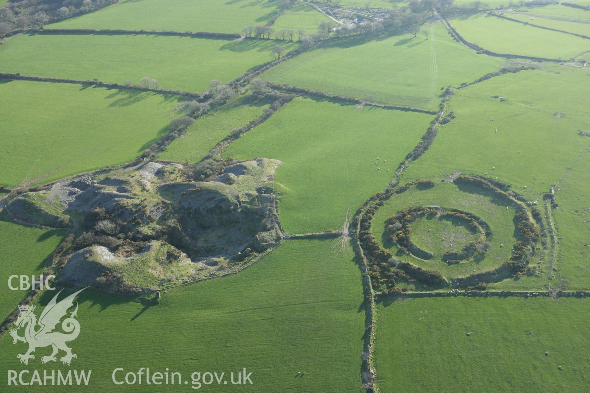 RCAHMW colour oblique aerial photograph of Summerton Camp. Taken on 13 April 2010 by Toby Driver