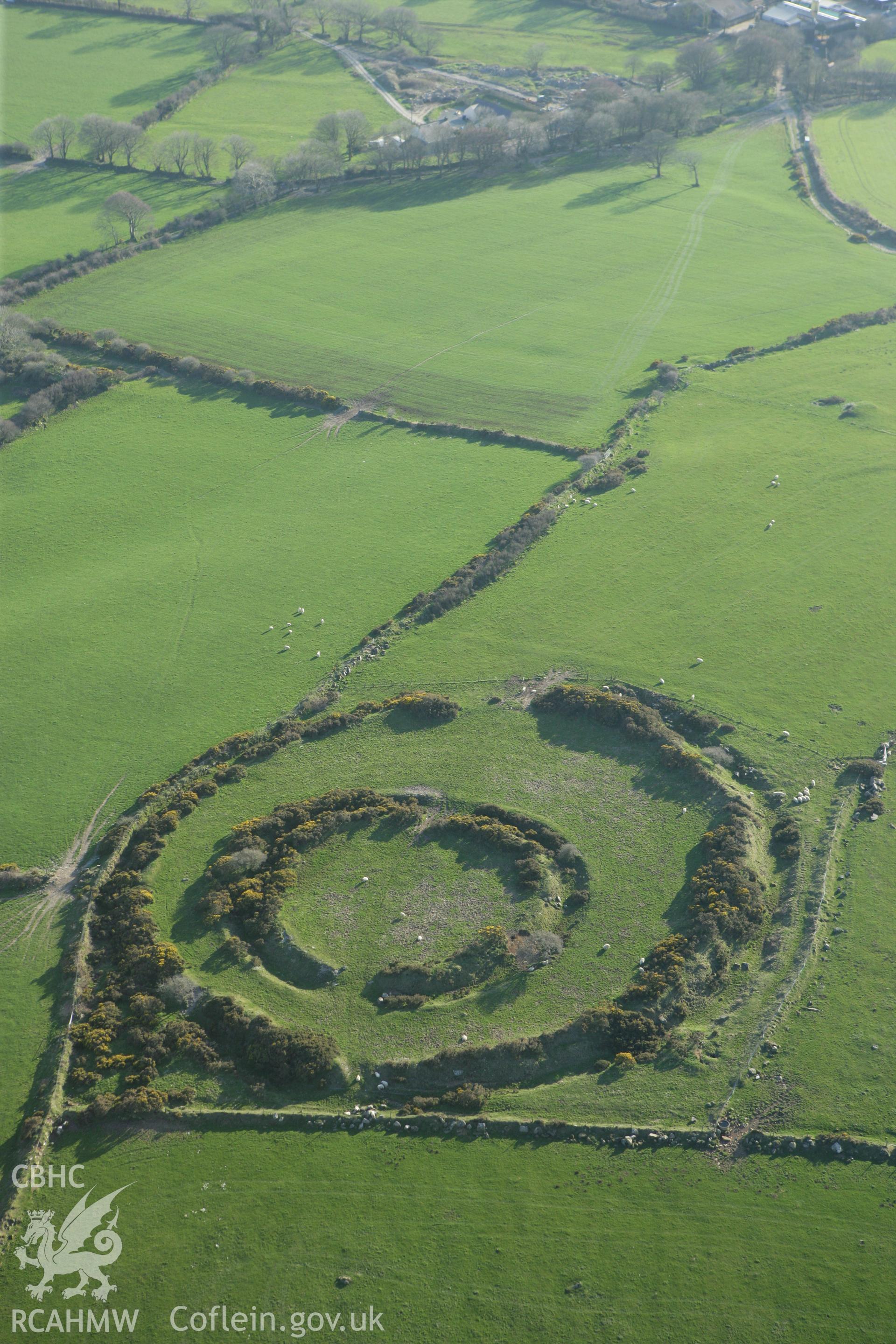 RCAHMW colour oblique aerial photograph of Summerton Camp. Taken on 13 April 2010 by Toby Driver