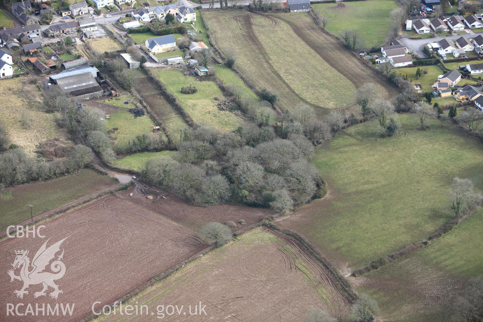 RCAHMW colour oblique photograph of Sentence Castle. Taken by Toby Driver on 02/03/2010.