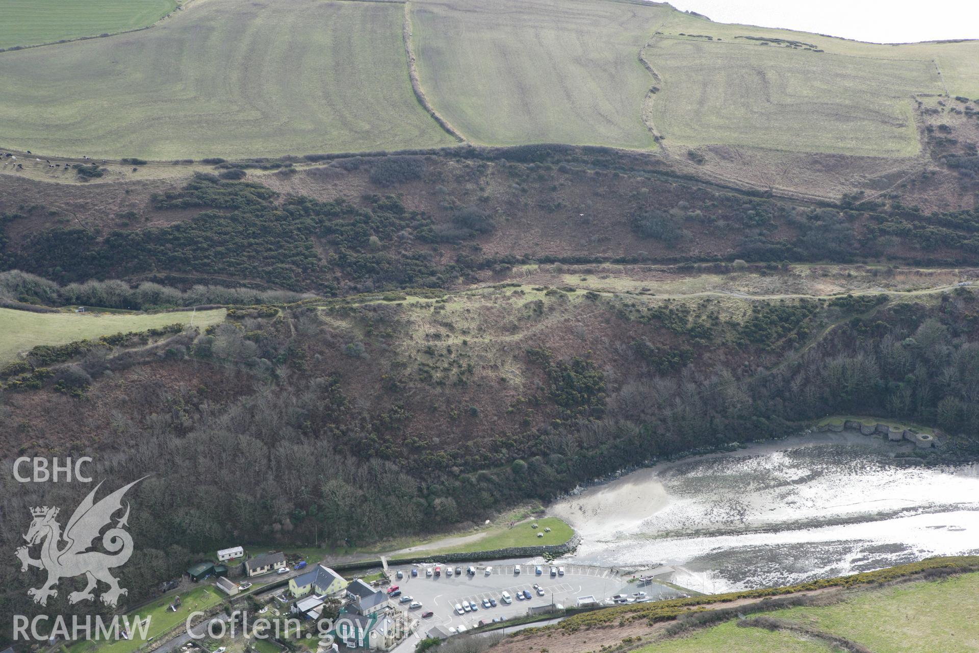 RCAHMW colour oblique aerial photograph of Gribin Hillfort, Solva. Taken on 02 March 2010 by Toby Driver