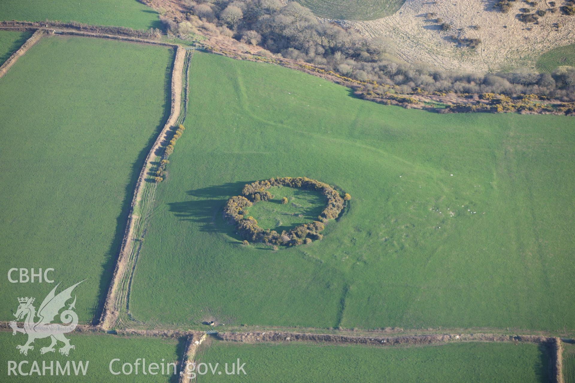 RCAHMW colour oblique aerial photograph of West Ford Rings. Taken on 13 April 2010 by Toby Driver