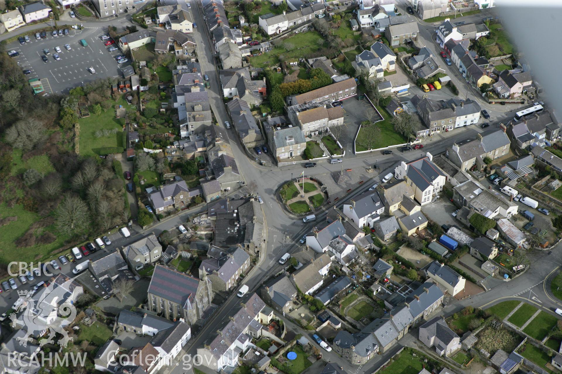 RCAHMW colour oblique aerial photograph of City Cross, St Davids. Taken on 02 March 2010 by Toby Driver