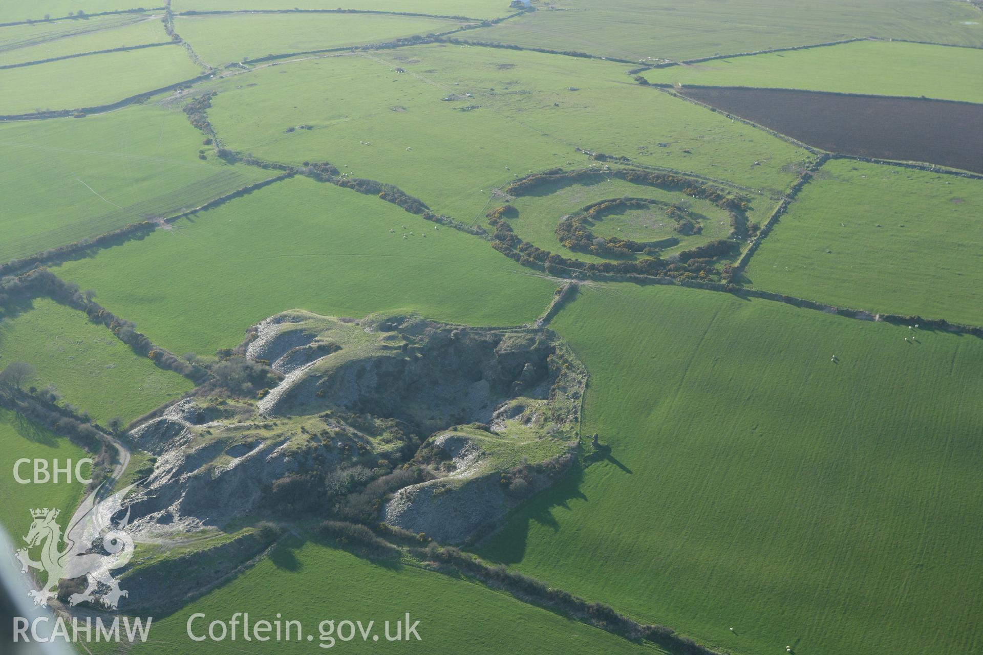 RCAHMW colour oblique aerial photograph of Summerton Camp. Taken on 13 April 2010 by Toby Driver