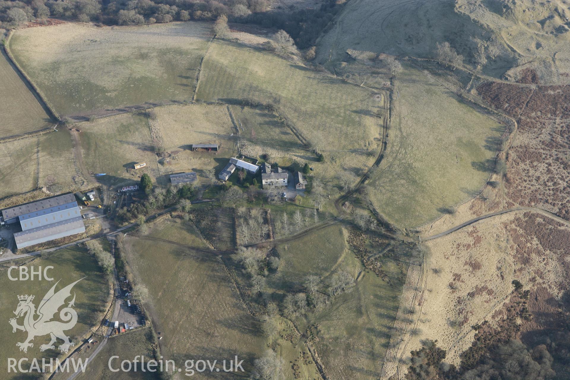 RCAHMW colour oblique photograph of Neuadd Farm. Taken by Toby Driver on 11/03/2010.