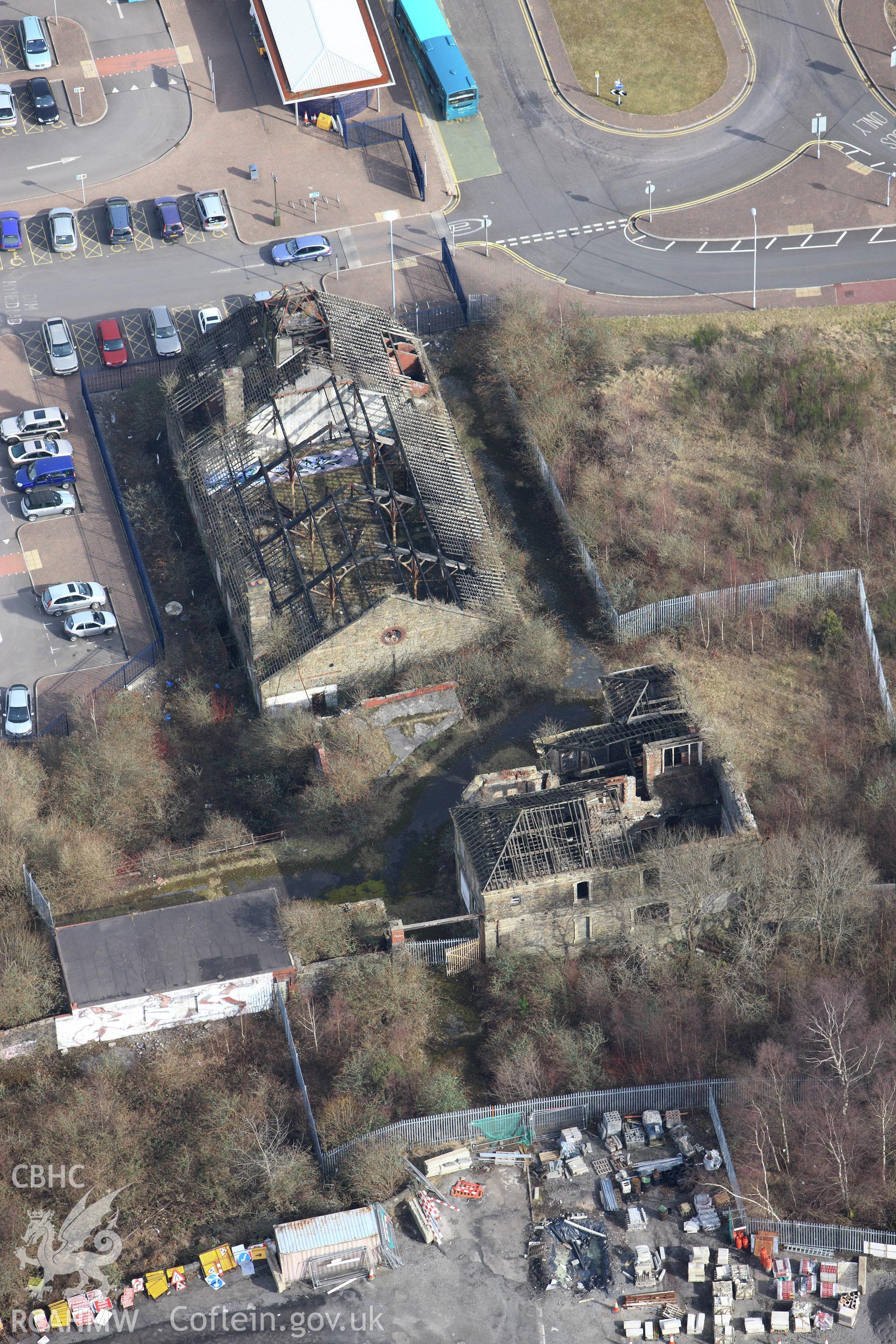 RCAHMW colour oblique photograph of Hafod Copperworks laboratory,Swansea;Morfa Copperworks powerhouse and canteen, Swansea. Taken by Toby Driver on 02/03/2010.