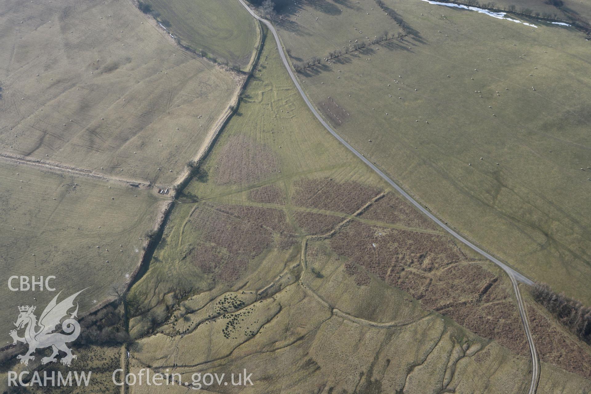 RCAHMW colour oblique photograph of Fron Top Deserted Rural Settlement. Taken by Toby Driver on 11/03/2010.