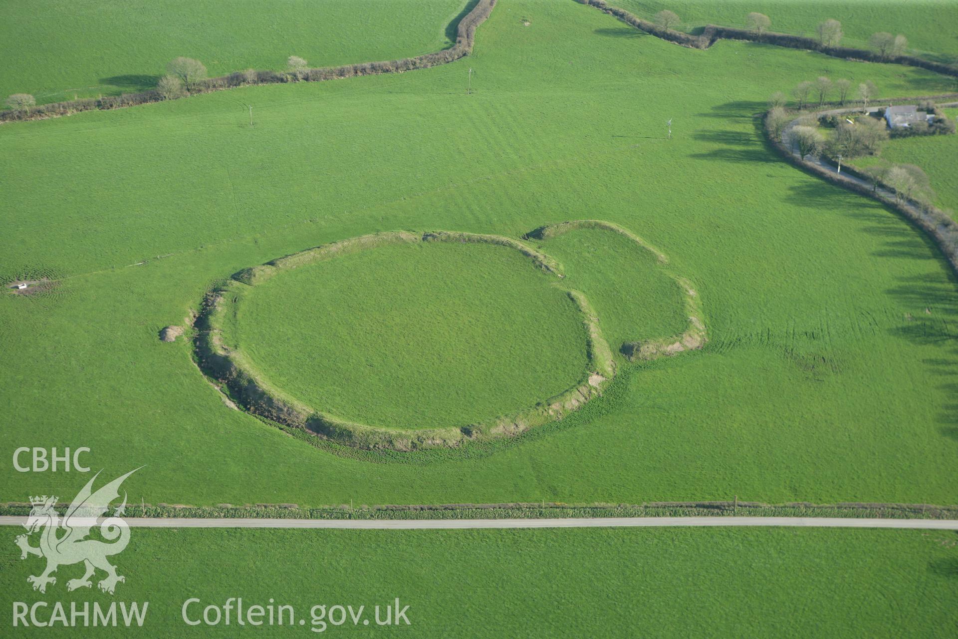 RCAHMW colour oblique aerial photograph of Scollock Rath. Taken on 13 April 2010 by Toby Driver