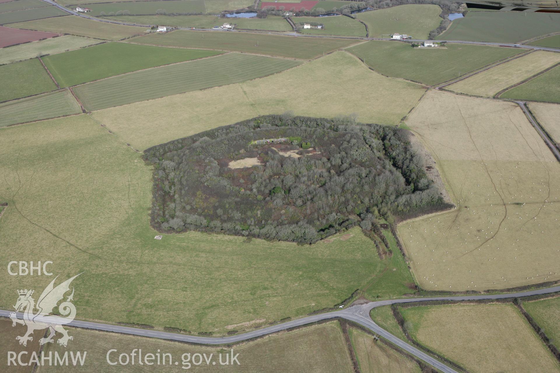 RCAHMW colour oblique aerial photograph of Scoveston Fort. Taken on 02 March 2010 by Toby Driver