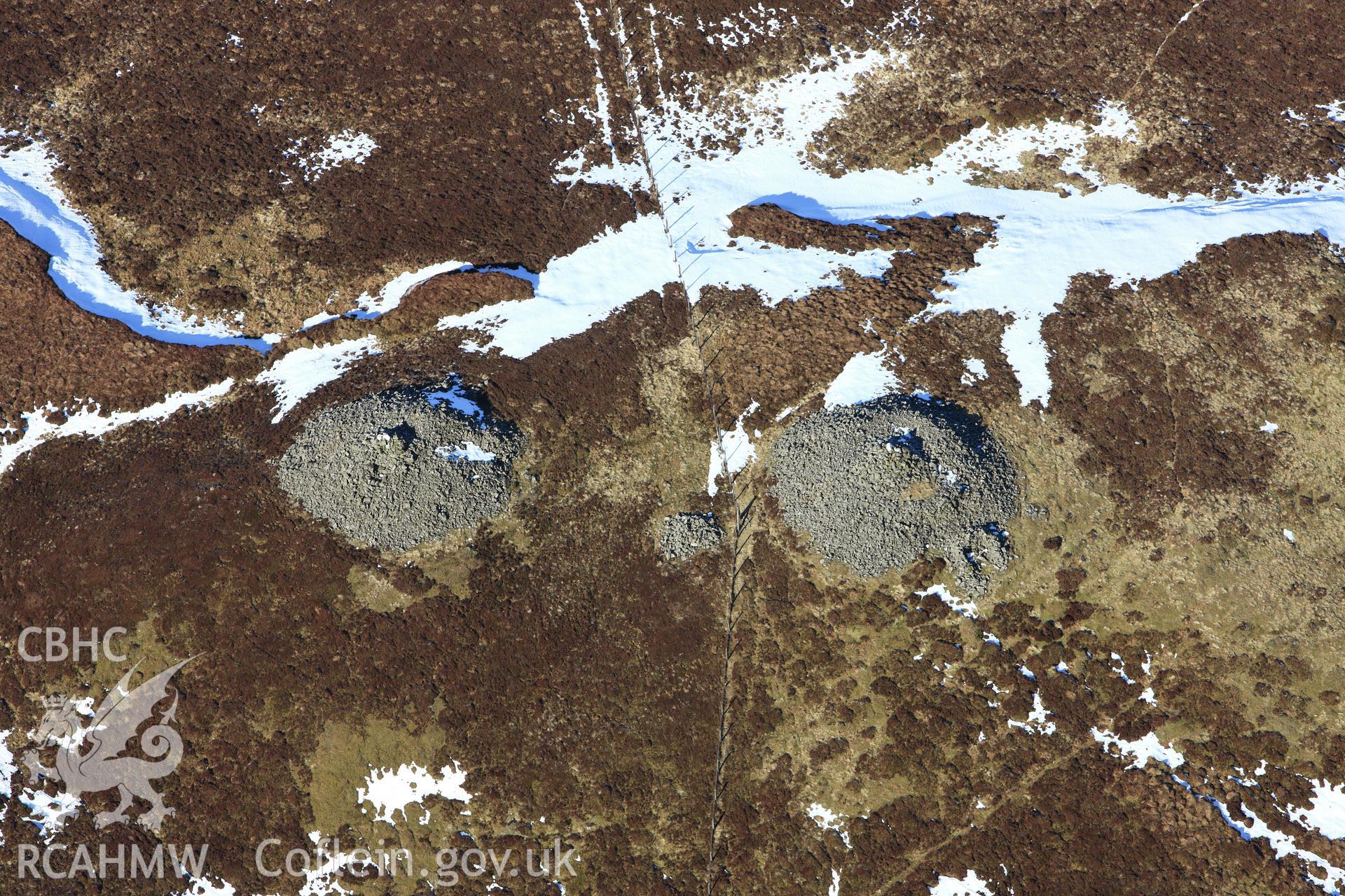 RCAHMW colour oblique photograph of Carin Biga, Pumlumon Cwmbiga. Taken by Toby Driver on 08/03/2010.