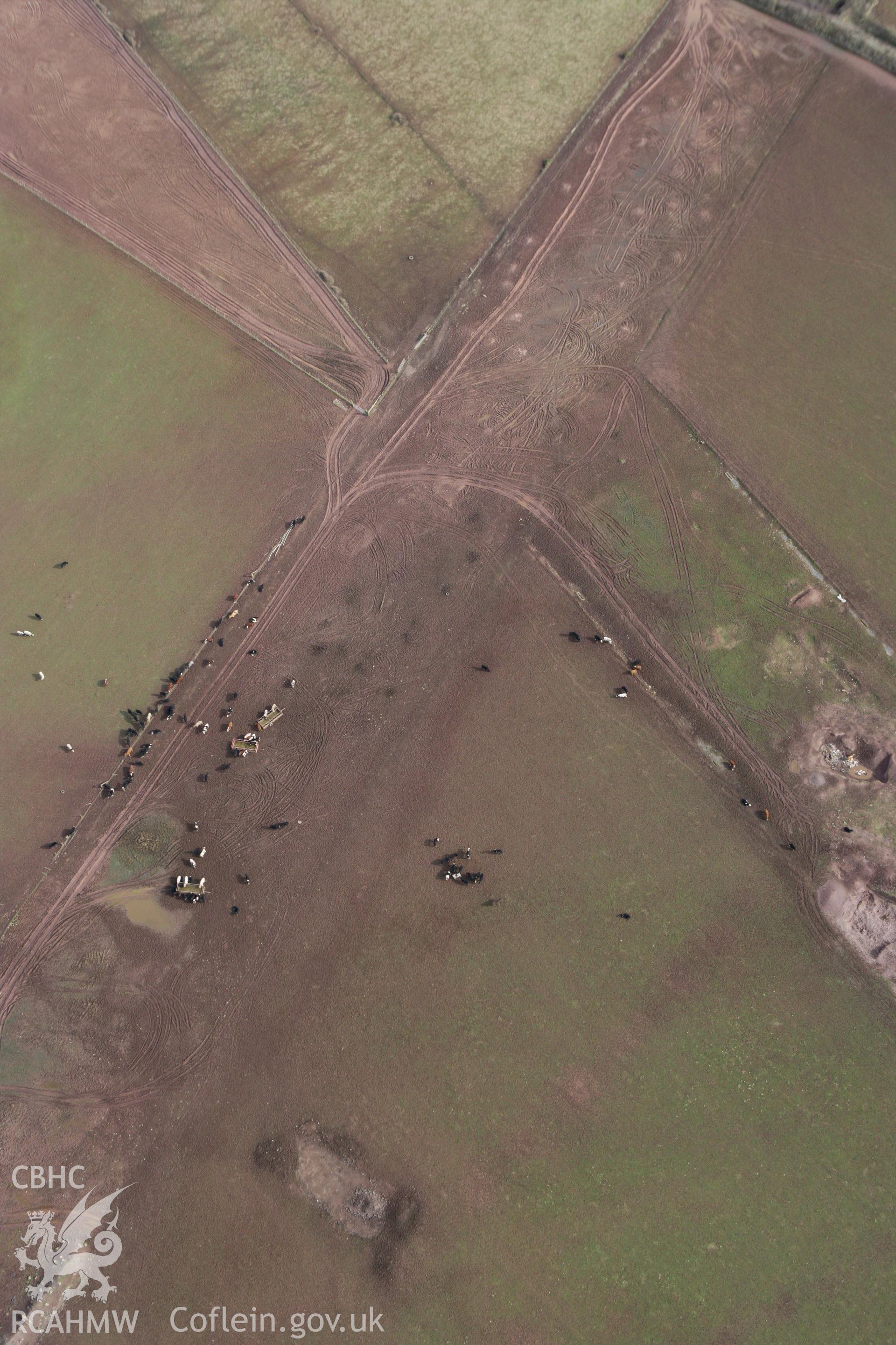 RCAHMW colour oblique aerial photograph of Angle Airfield. Taken on 02 March 2010 by Toby Driver