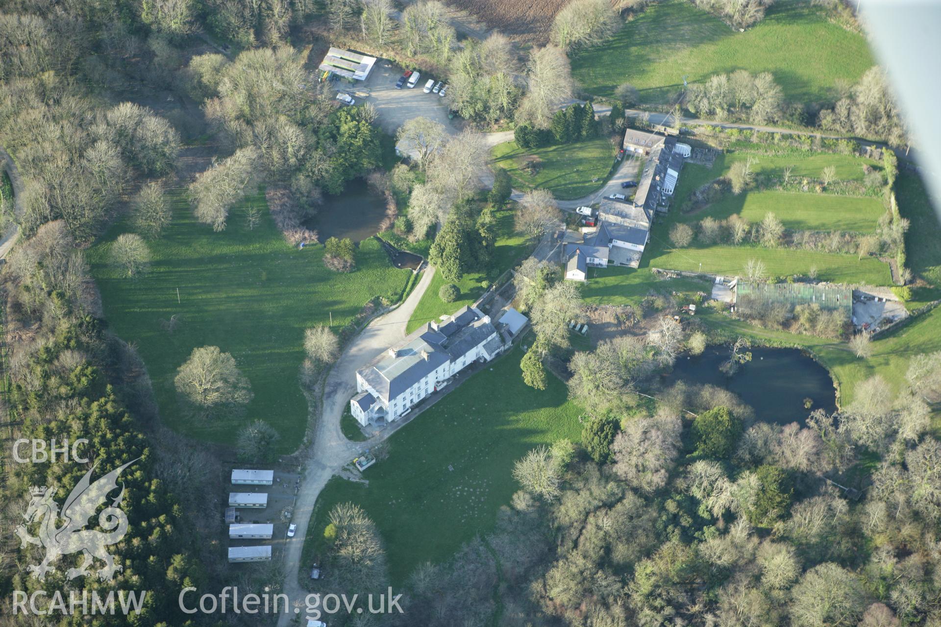 RCAHMW colour oblique aerial photograph of Sealyham Mansion. Taken on 13 April 2010 by Toby Driver