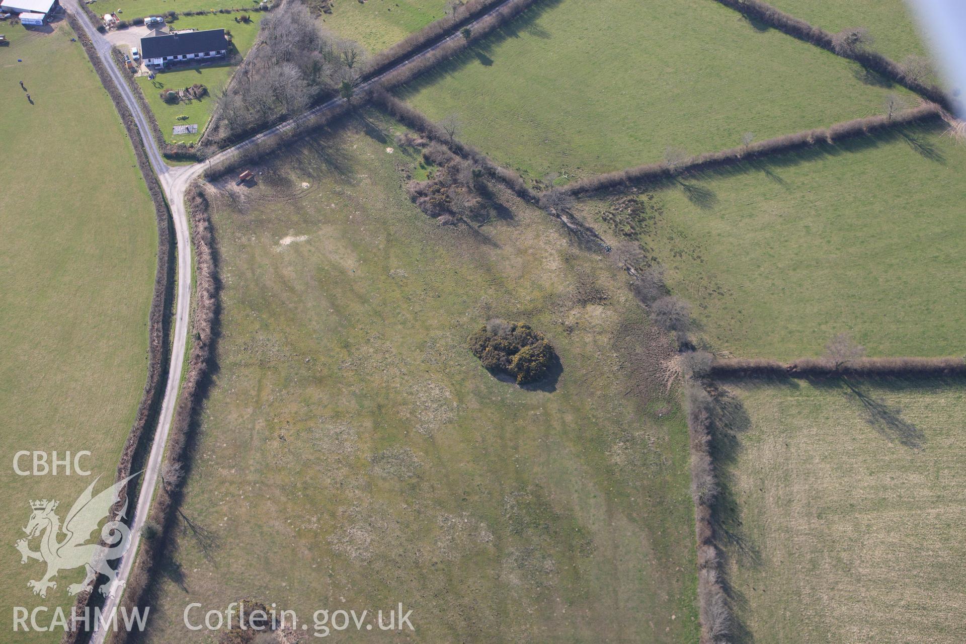 RCAHMW colour oblique aerial photograph of Crug Bwlch Bychan. Taken on 13 April 2010 by Toby Driver