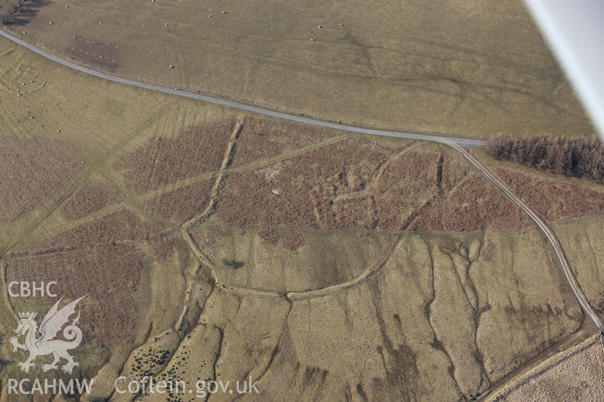 RCAHMW colour oblique photograph of Fron Top Deserted Rural Settlement. Taken by Toby Driver on 11/03/2010.