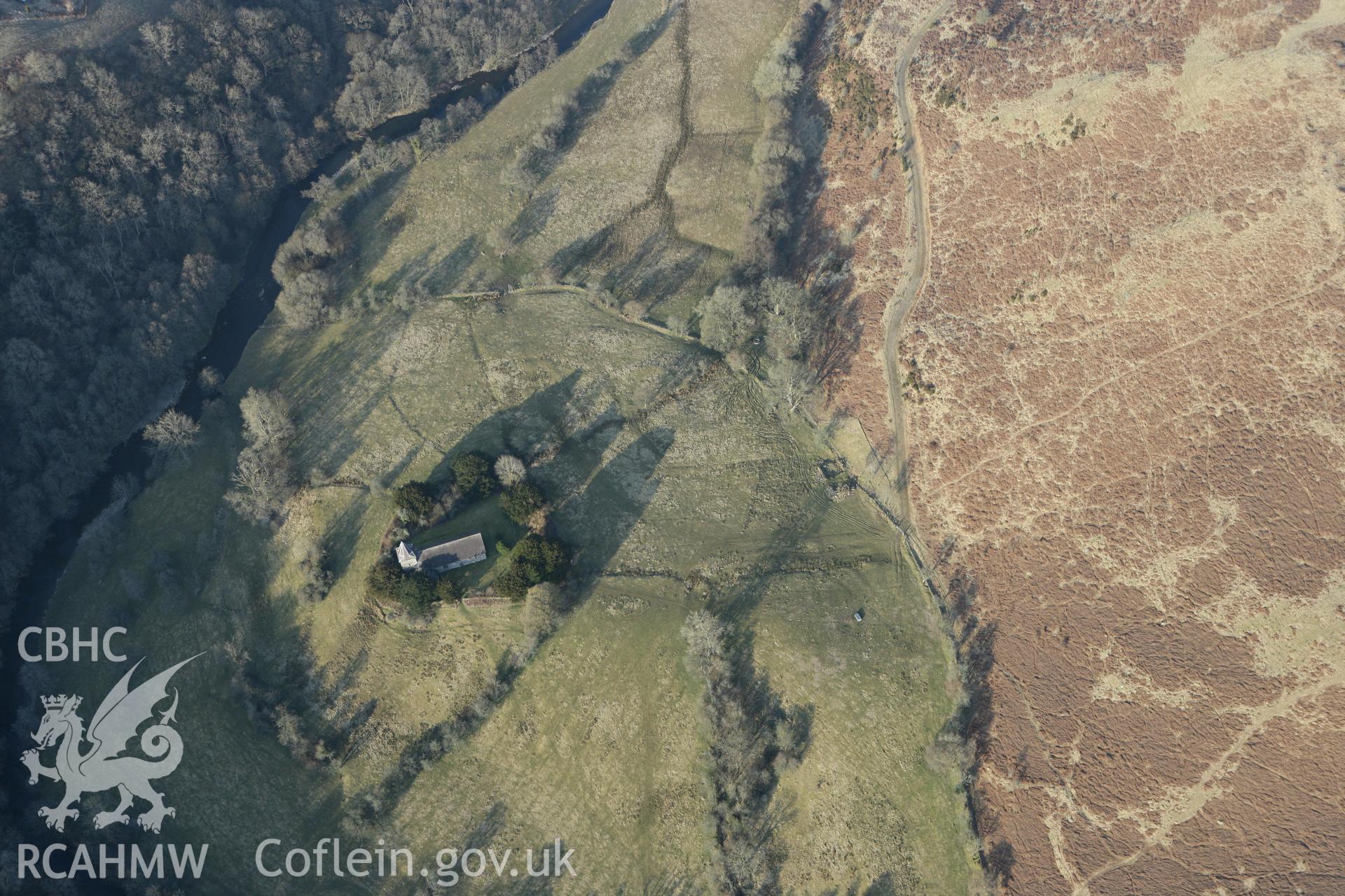 RCAHMW colour oblique photograph of Cefnllys Medieval Settlement and Field System. Taken by Toby Driver on 11/03/2010.