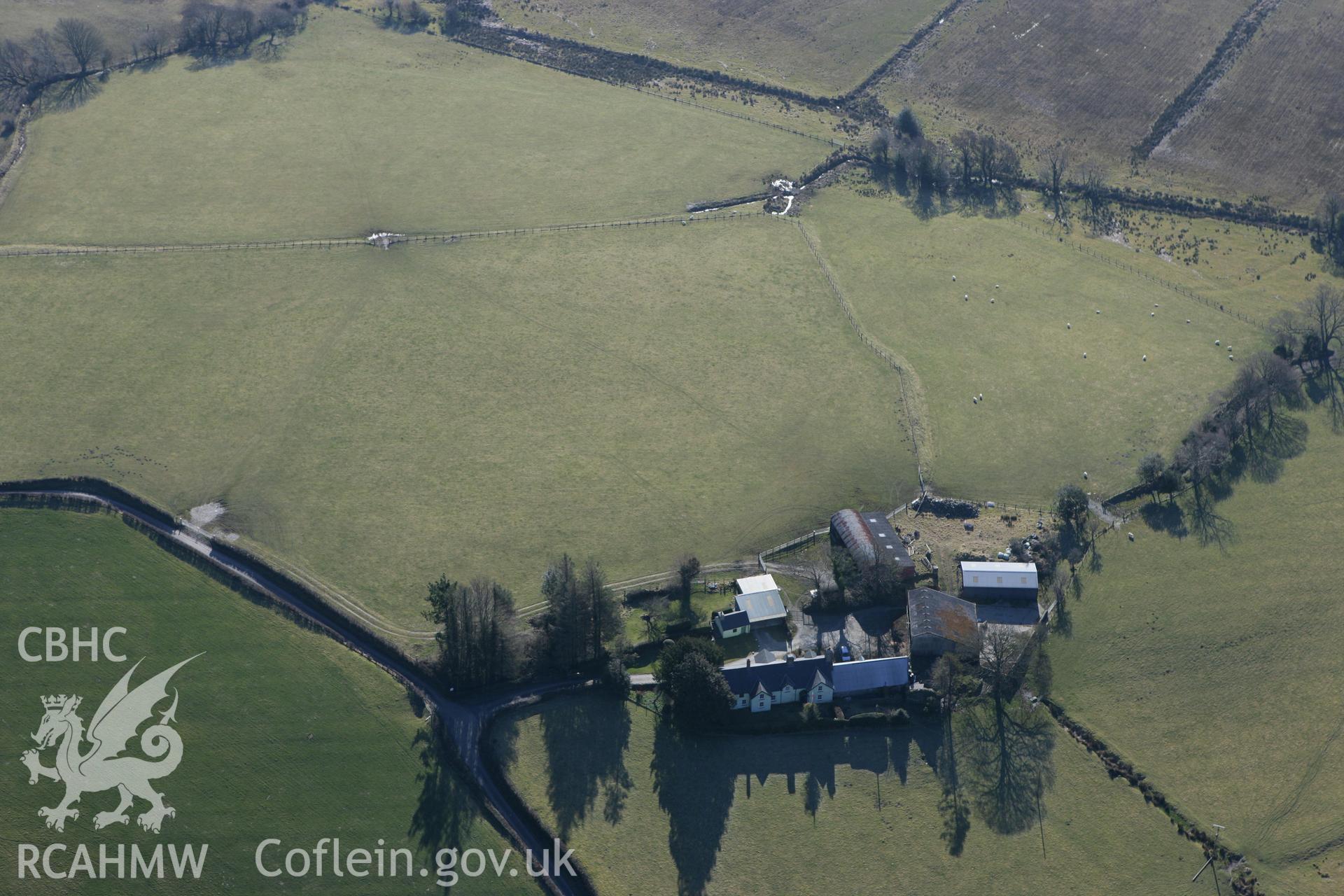 RCAHMW colour oblique photograph of Cefn Caer Roman Fort. Taken by Toby Driver on 08/03/2010.