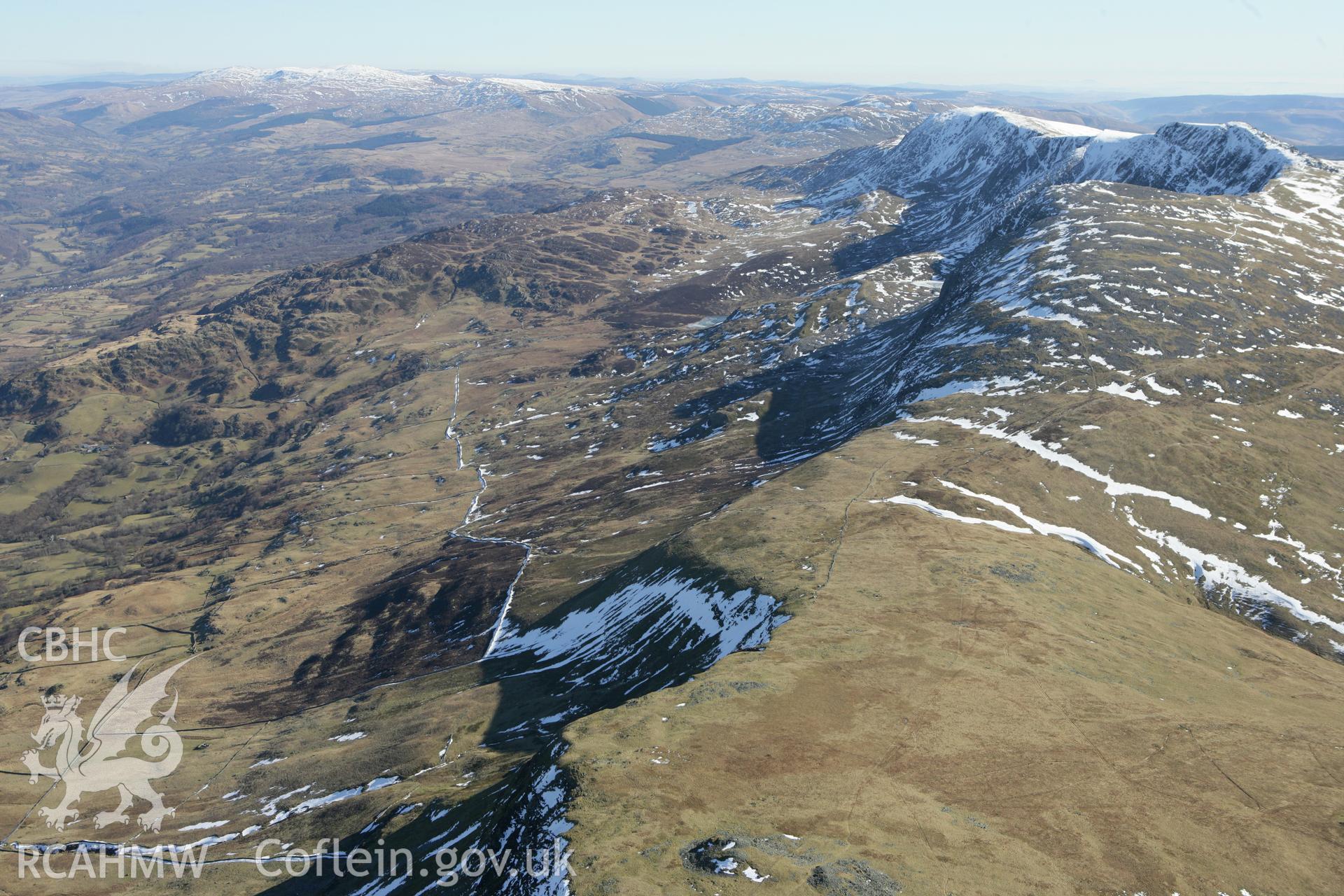 RCAHMW colour oblique photograph of Carnedd Lwyd cairns. Taken by Toby Driver on 08/03/2010.