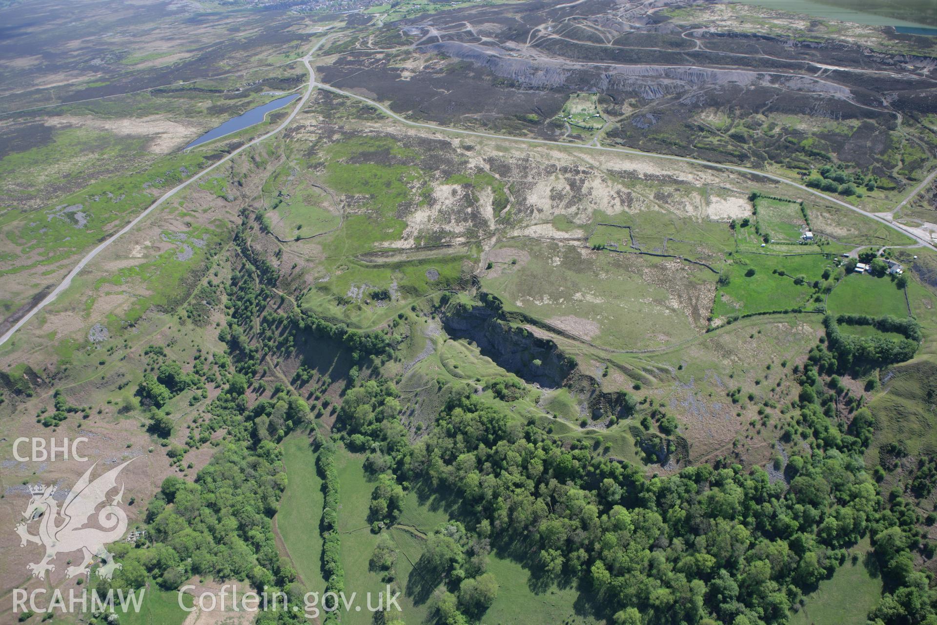 RCAHMW colour oblique photograph of Pwll Du Limestone Quarries, Blaenavon. Taken by Toby Driver on 24/05/2010.