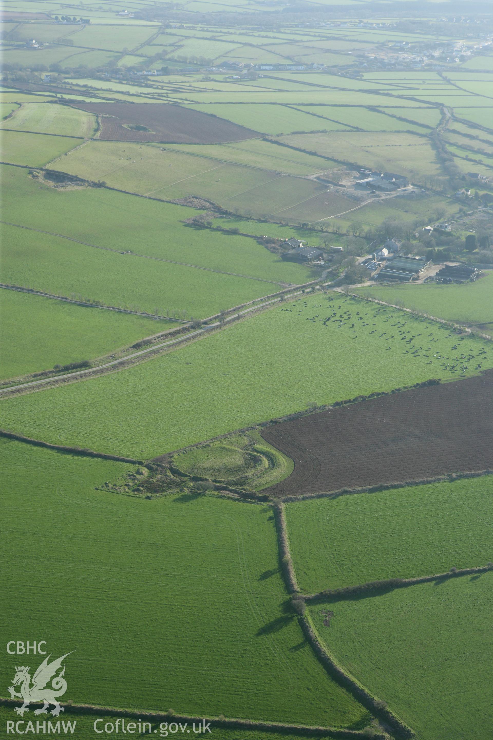 RCAHMW colour oblique aerial photograph of Castell Cwm-Wyntyll. Taken on 13 April 2010 by Toby Driver