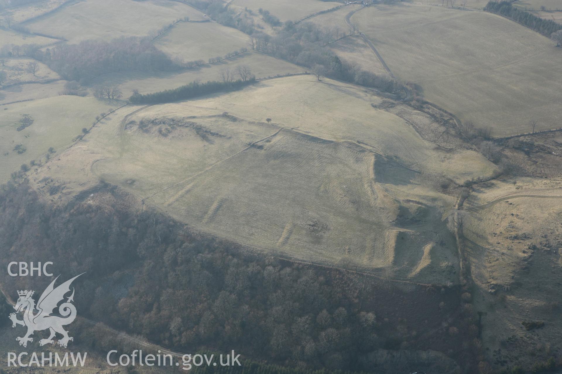 RCAHMW colour oblique photograph of Graig Fawr Camp. Taken by Toby Driver on 11/03/2010.