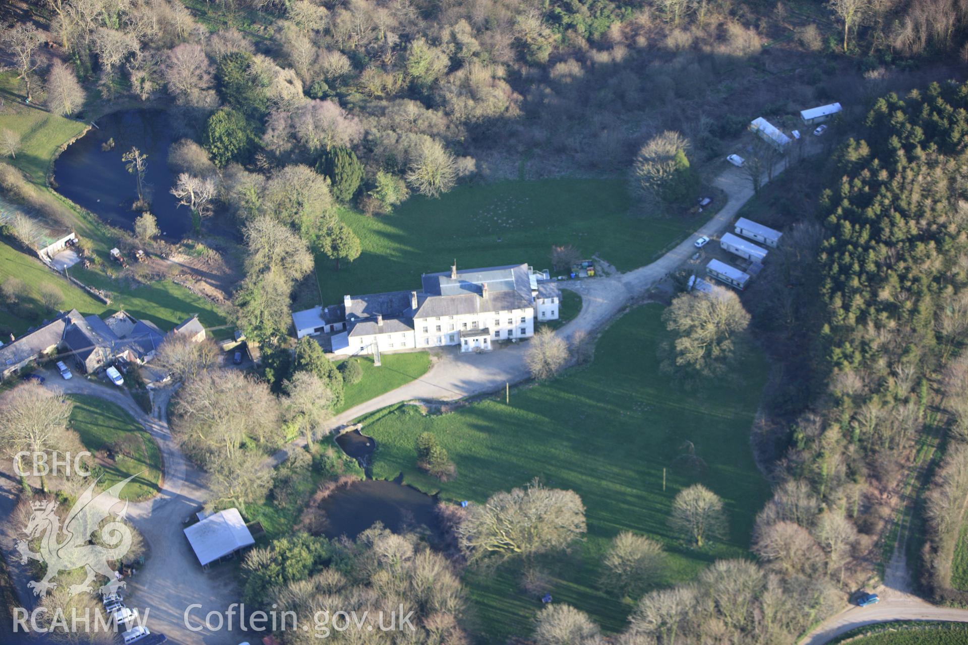 RCAHMW colour oblique aerial photograph of Sealyham Mansion. Taken on 13 April 2010 by Toby Driver