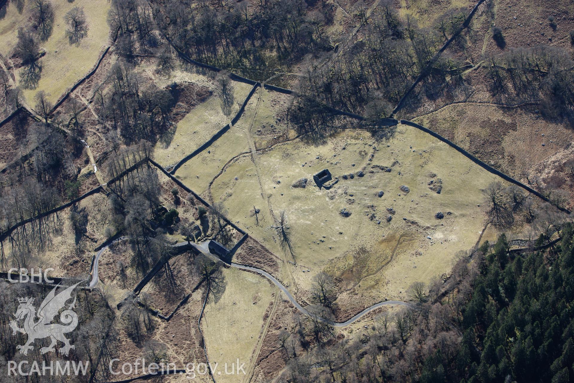 RCAHMW colour oblique photograph of Berth-Llwyd and Cefn Coch gold mining complex. Taken by Toby Driver on 08/03/2010.