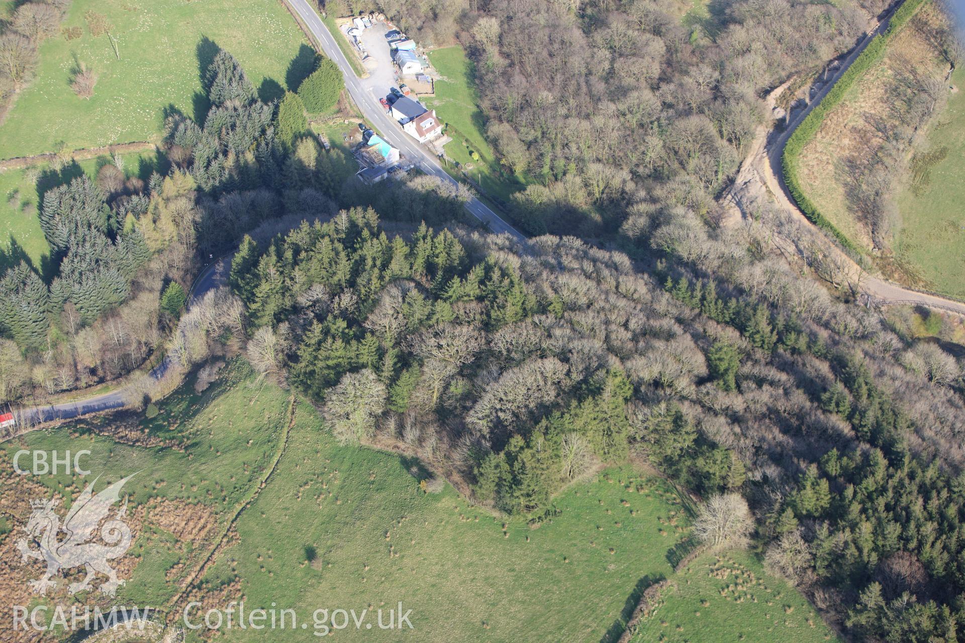 RCAHMW colour oblique aerial photograph of Crug, Allt Pant Glas. Taken on 13 April 2010 by Toby Driver